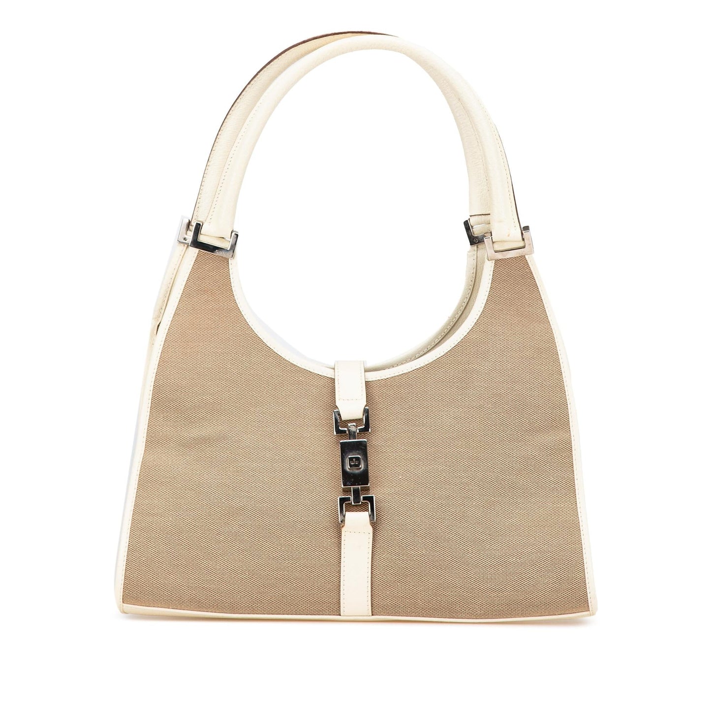 Gucci Jackie Bardot Canvas Calf White Brown Shoulder Bag Bag 1