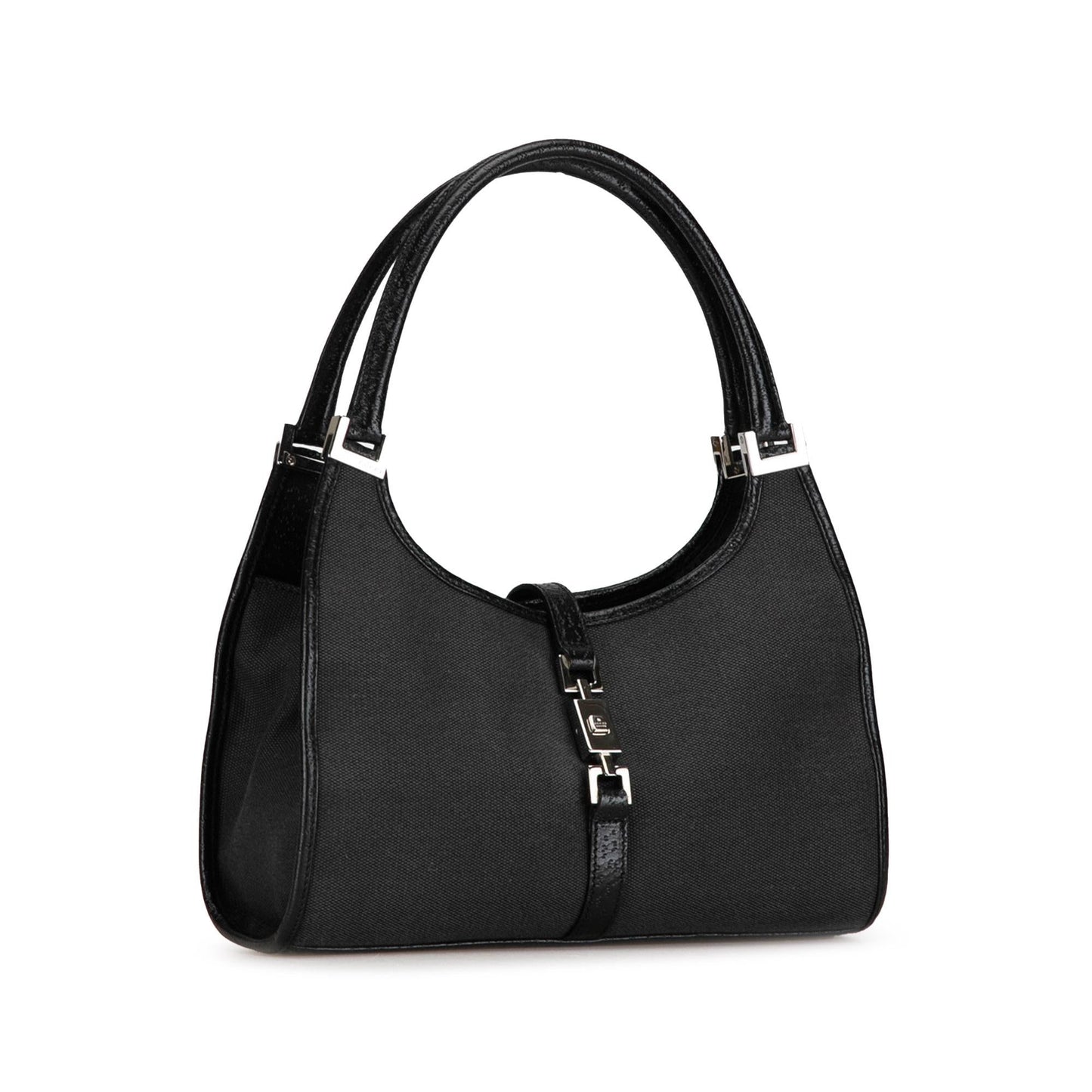 Gucci Jackie Bardot SHG-eZ8g8r Canvas Calf Black Satchel Bag