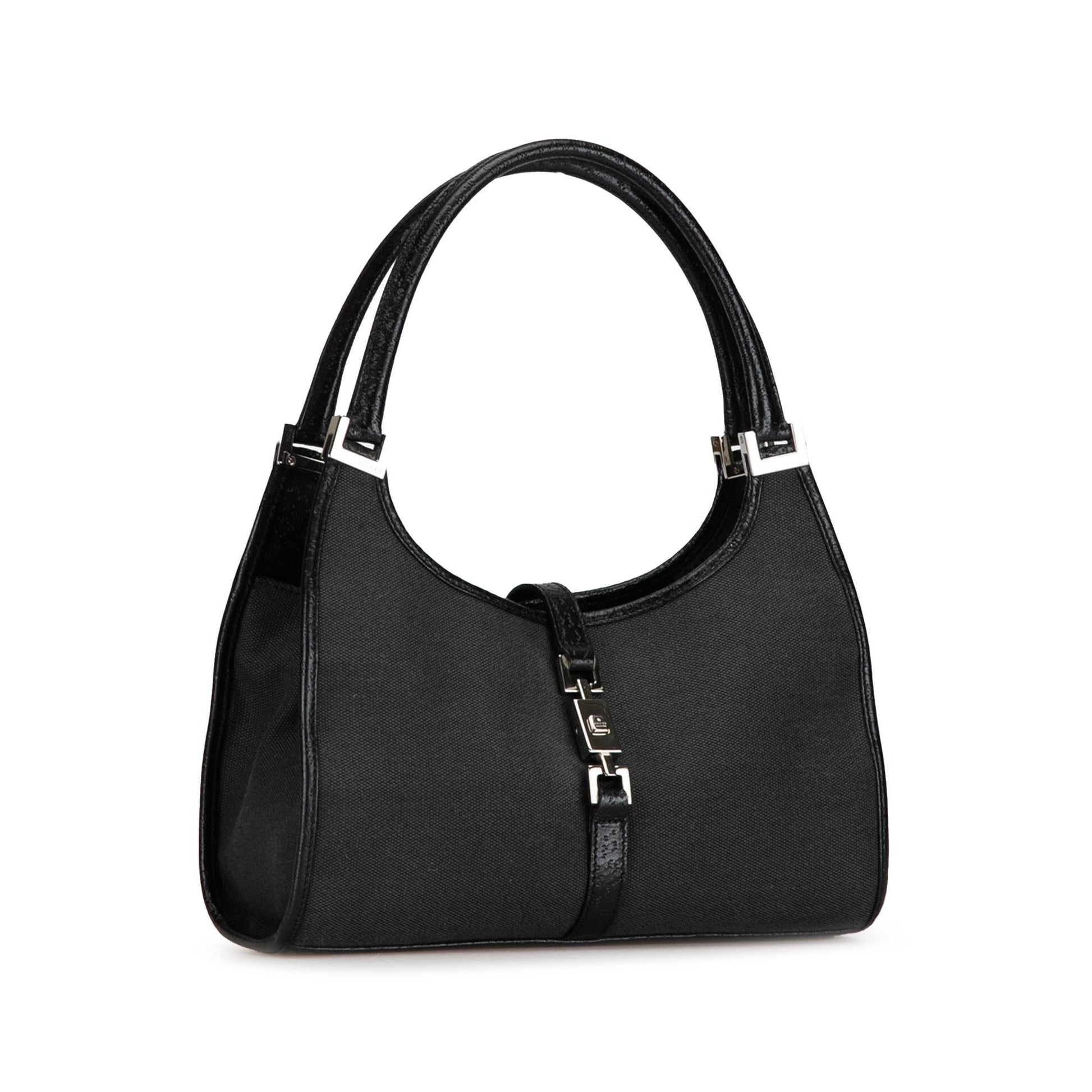 Gucci Jackie Bardot SHG-eZ8g8r Canvas Calf Black Satchel Bag