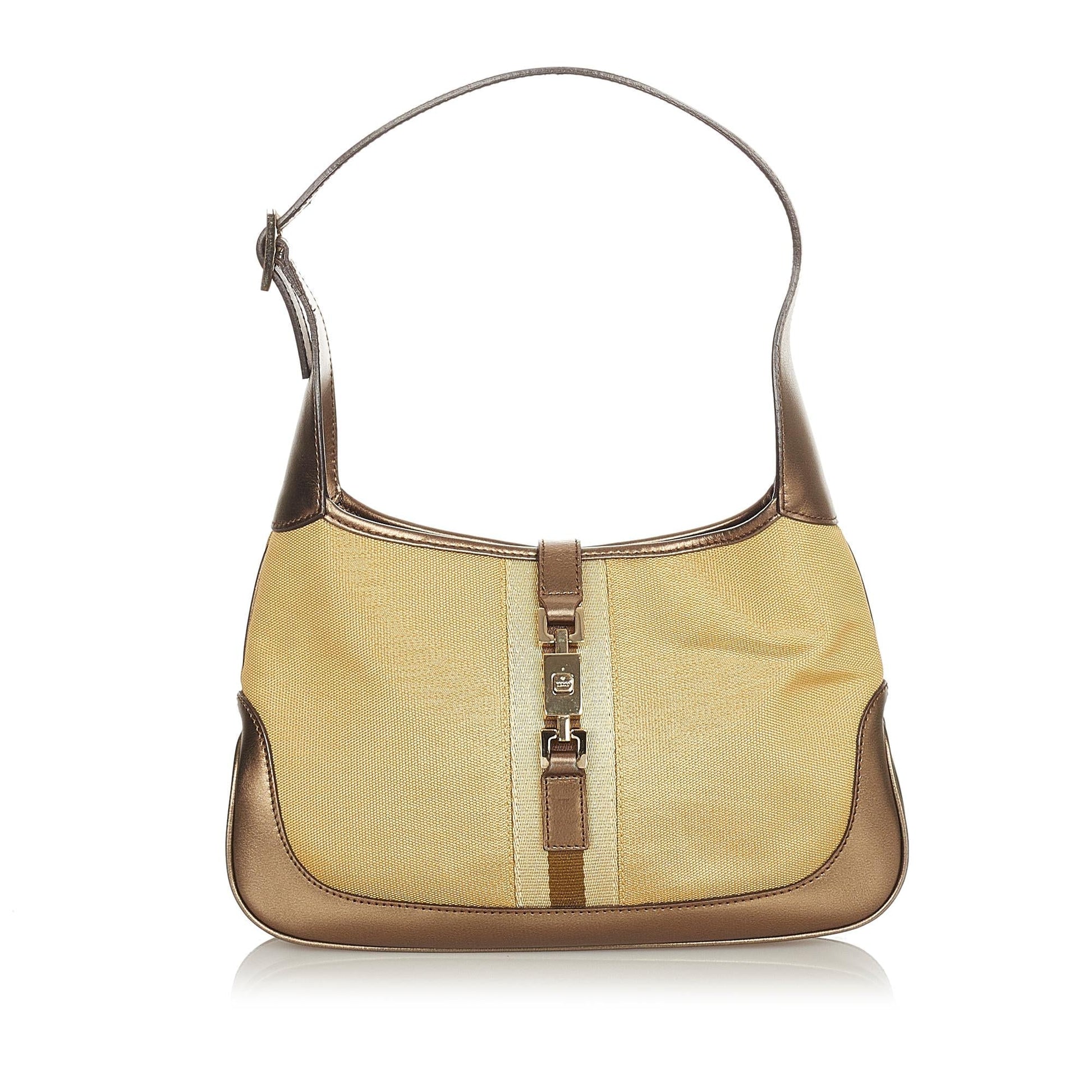 Gucci Jackie SHG Canvas Calf Brown Shoulder Bag Bag Shg