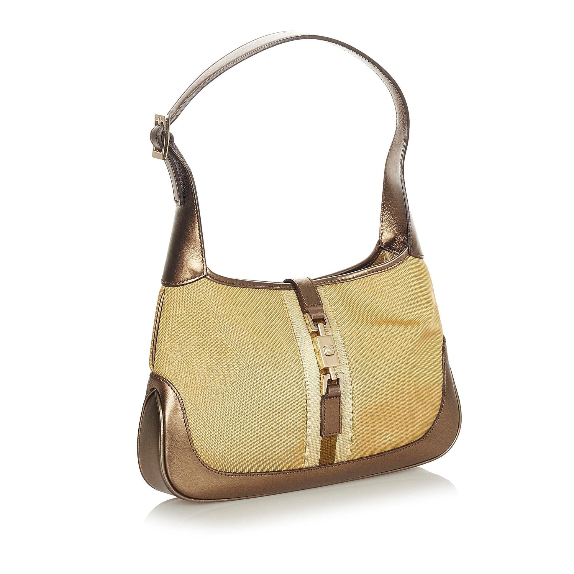 Gucci Jackie SHG Canvas Calf Brown Shoulder Bag Bag Shg