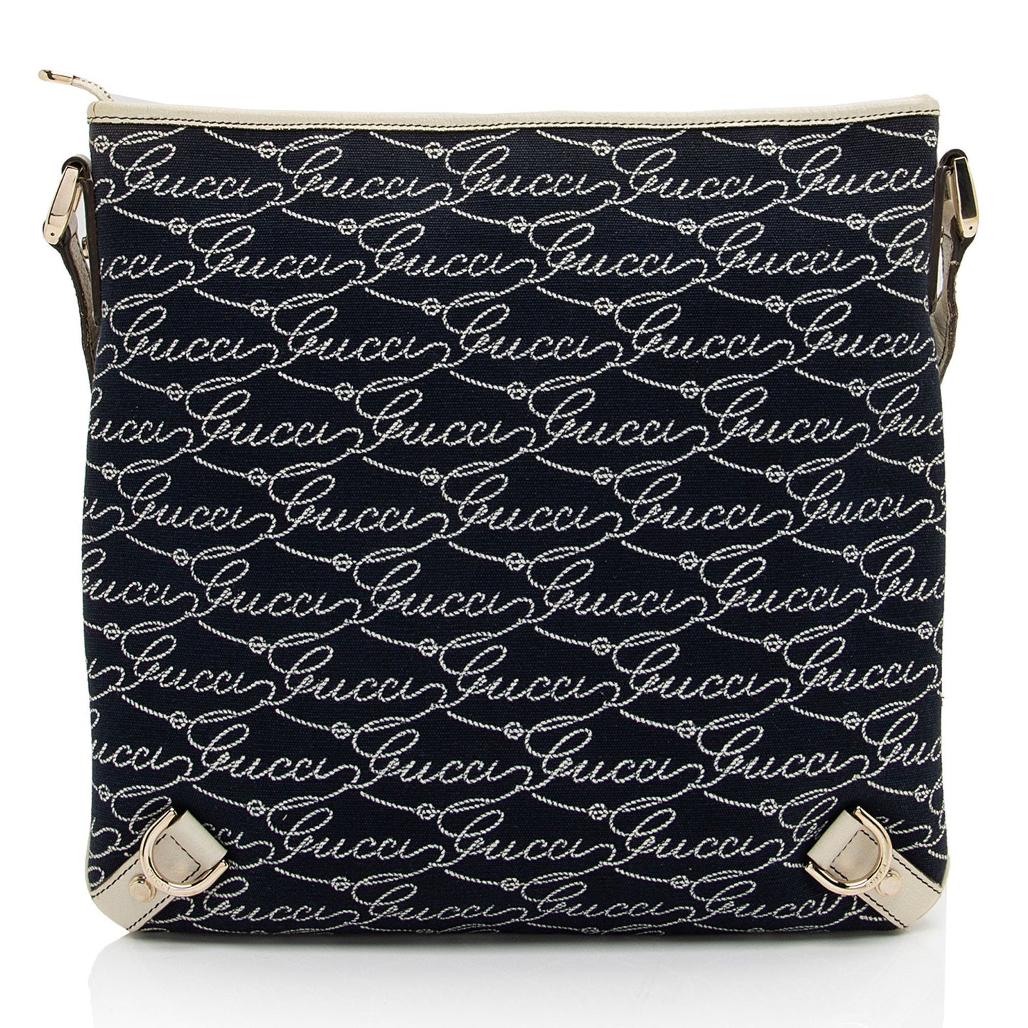 Gucci Lasso Script Abbey Messenger SHF-coBFi9 Canvas White Blue Crossbody Bag
