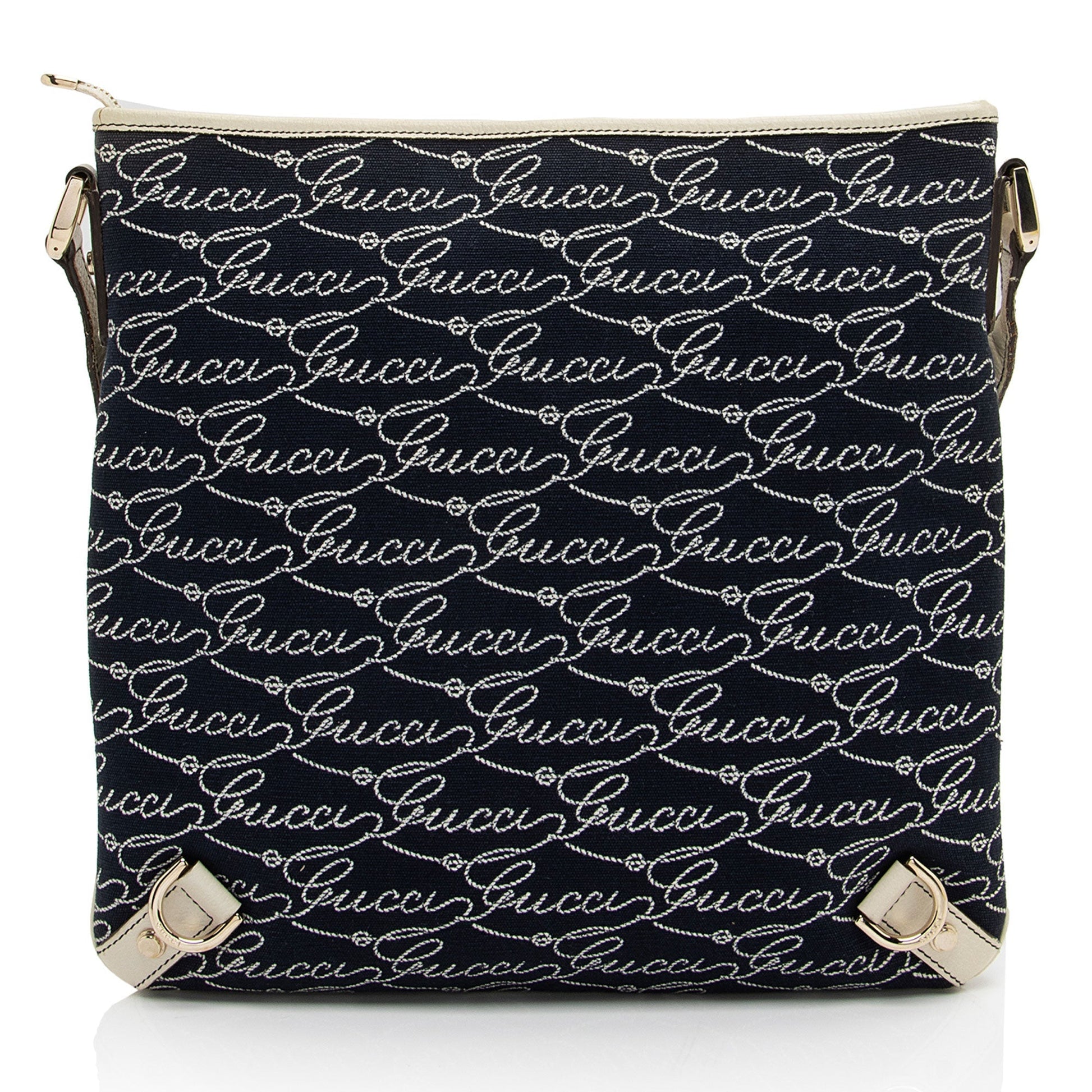 Gucci Lasso Script Abbey Messenger SHF-coBFi9 Canvas White Blue Crossbody Bag