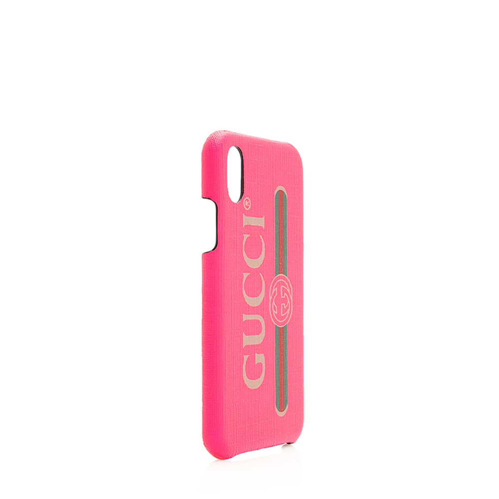 Gucci iPhone X Case SHF Canvas Pink Logo Handbag