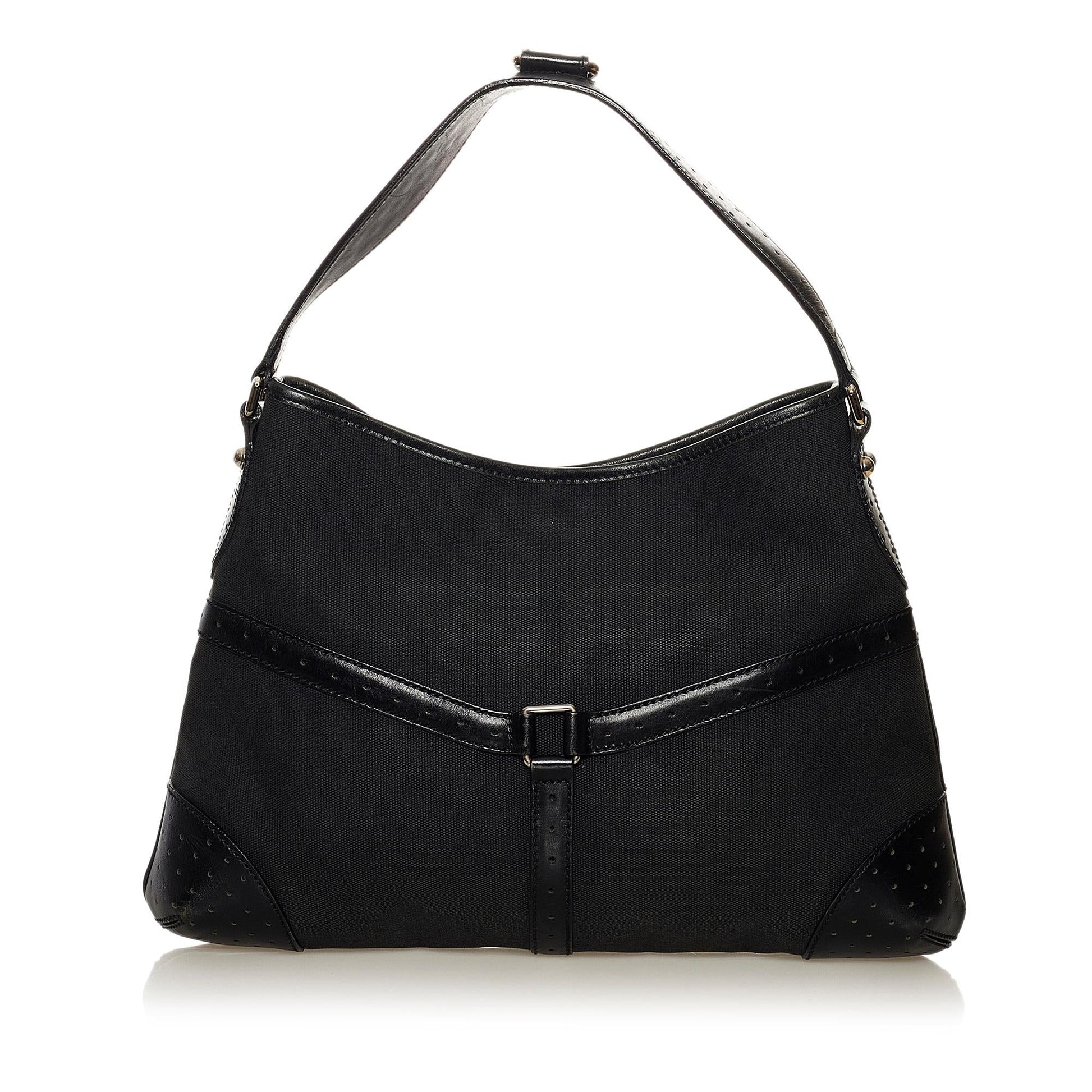 Gucci Reins SHG Canvas Calf Black Shoulder Bag