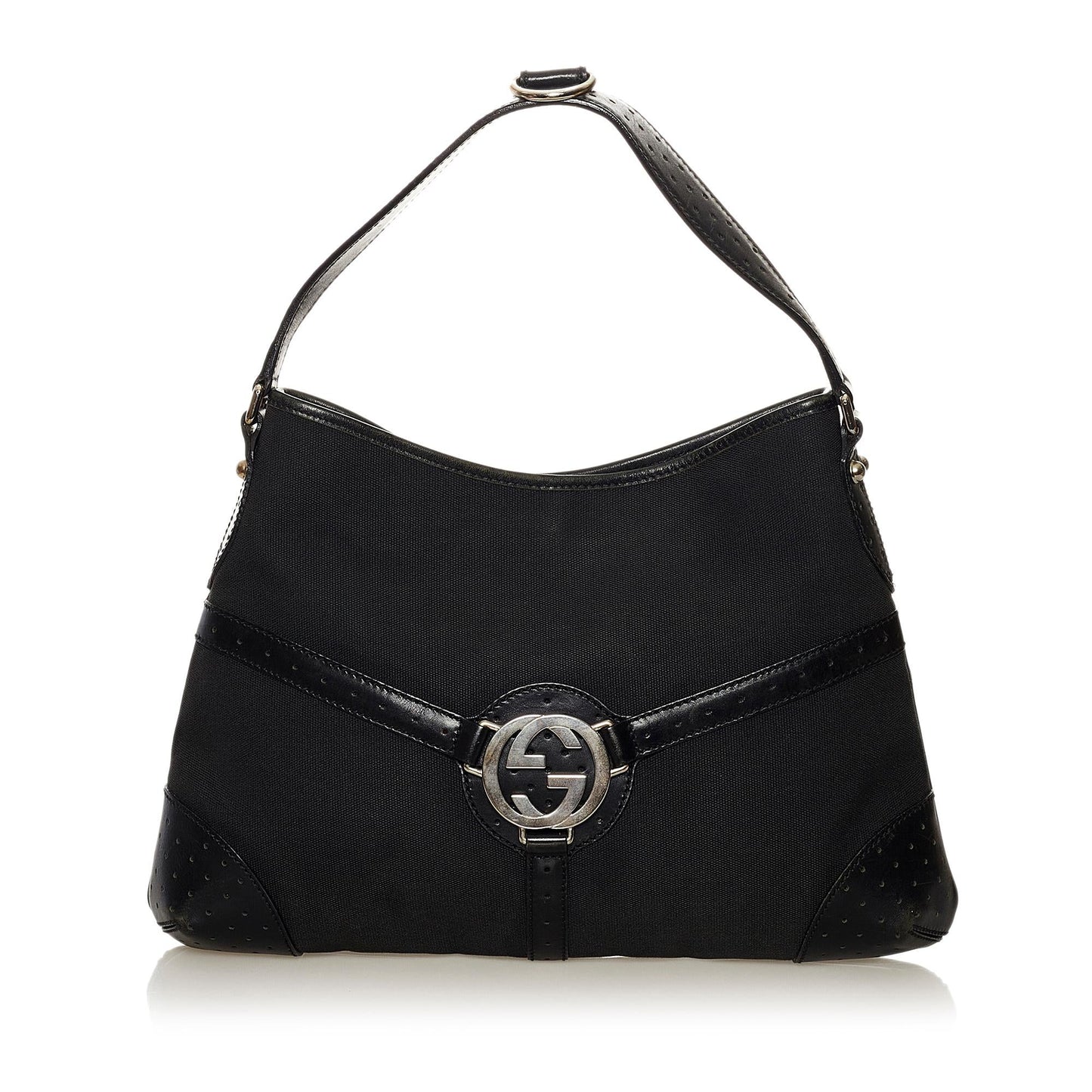 Gucci Reins SHG Canvas Calf Black Shoulder Bag