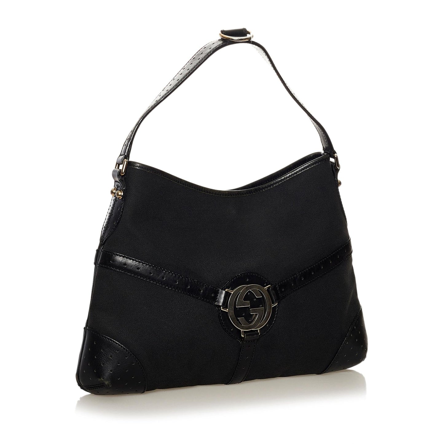 Gucci Reins SHG Canvas Calf Black Shoulder Bag