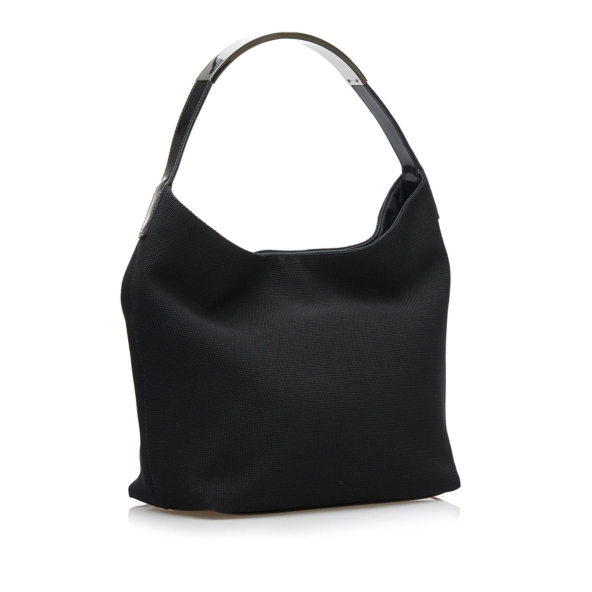Gucci SHG Leather Canvas Patent Black Shoulder Bag