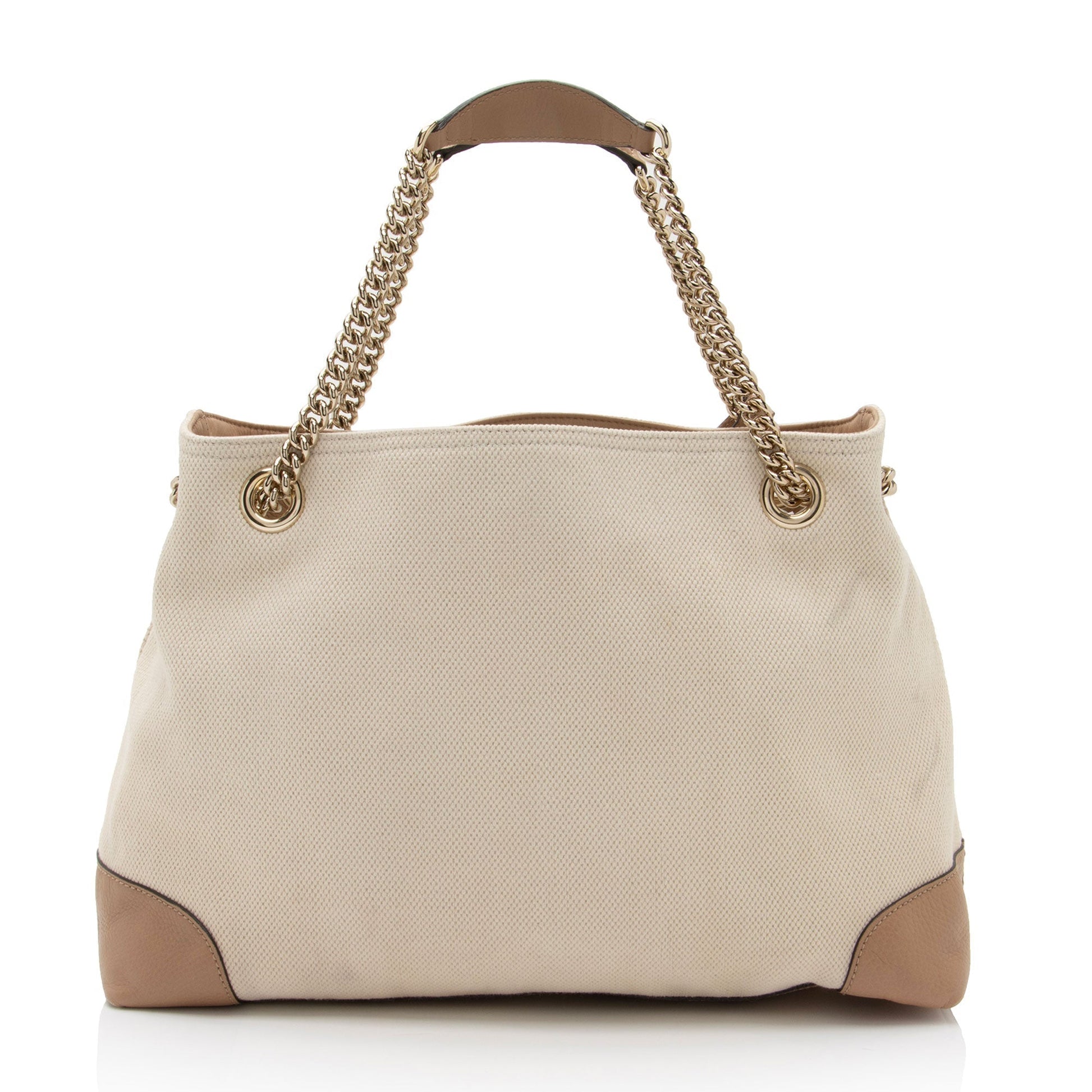 Gucci Soho SHF-gXwTPj Leather Canvas Beige Medium Shoulder Bag