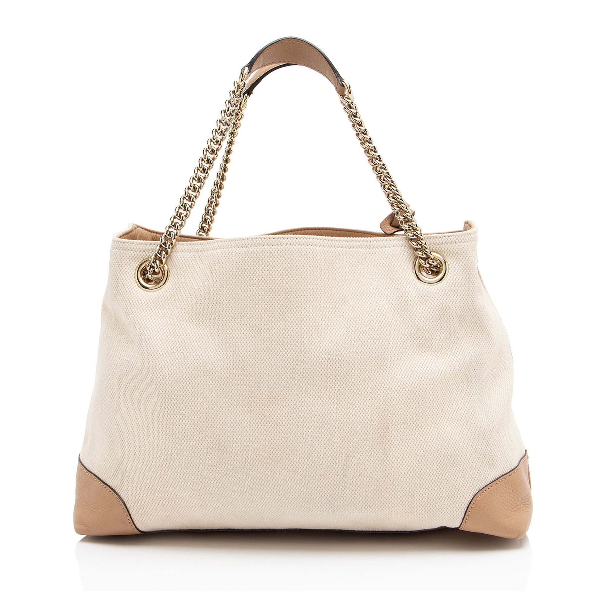 Gucci Soho Leather Canvas Beige Medium Shoulder Bag