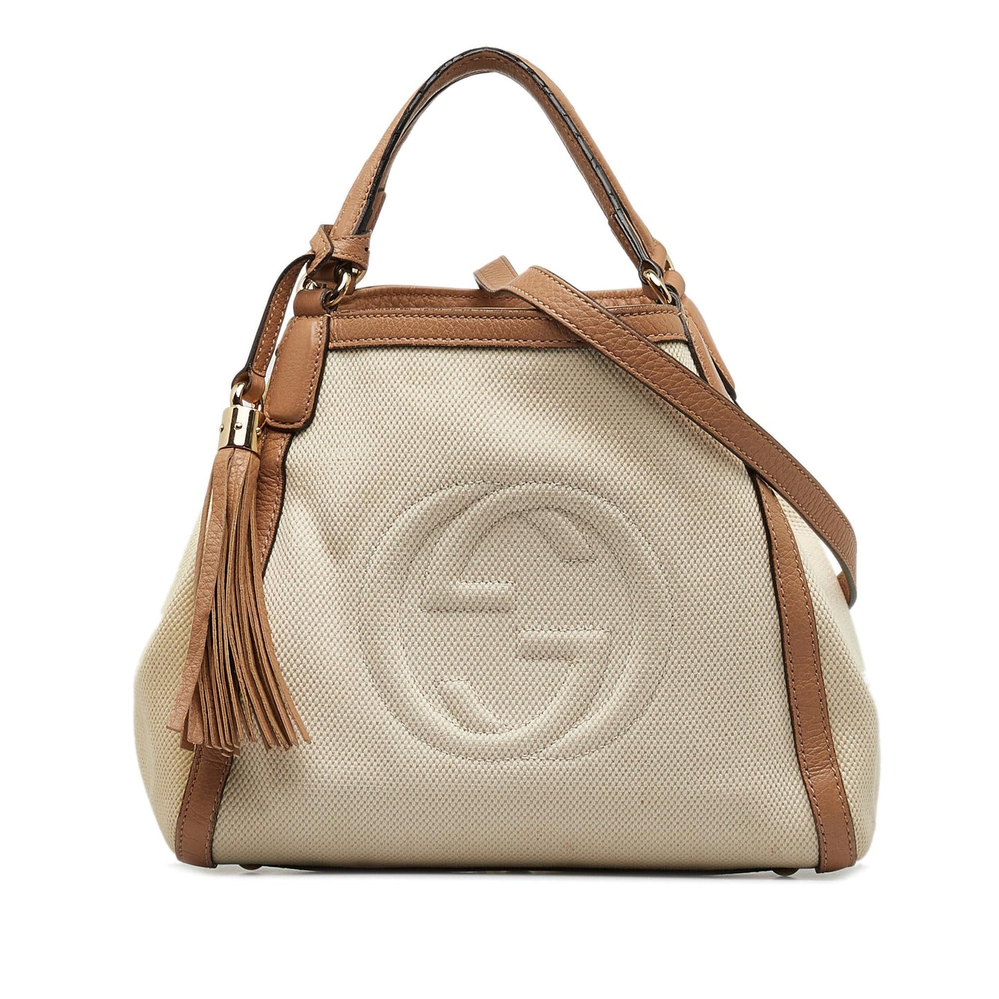Gucci Soho SHG-SYWTpG Canvas Calf White Pink Satchel Bag