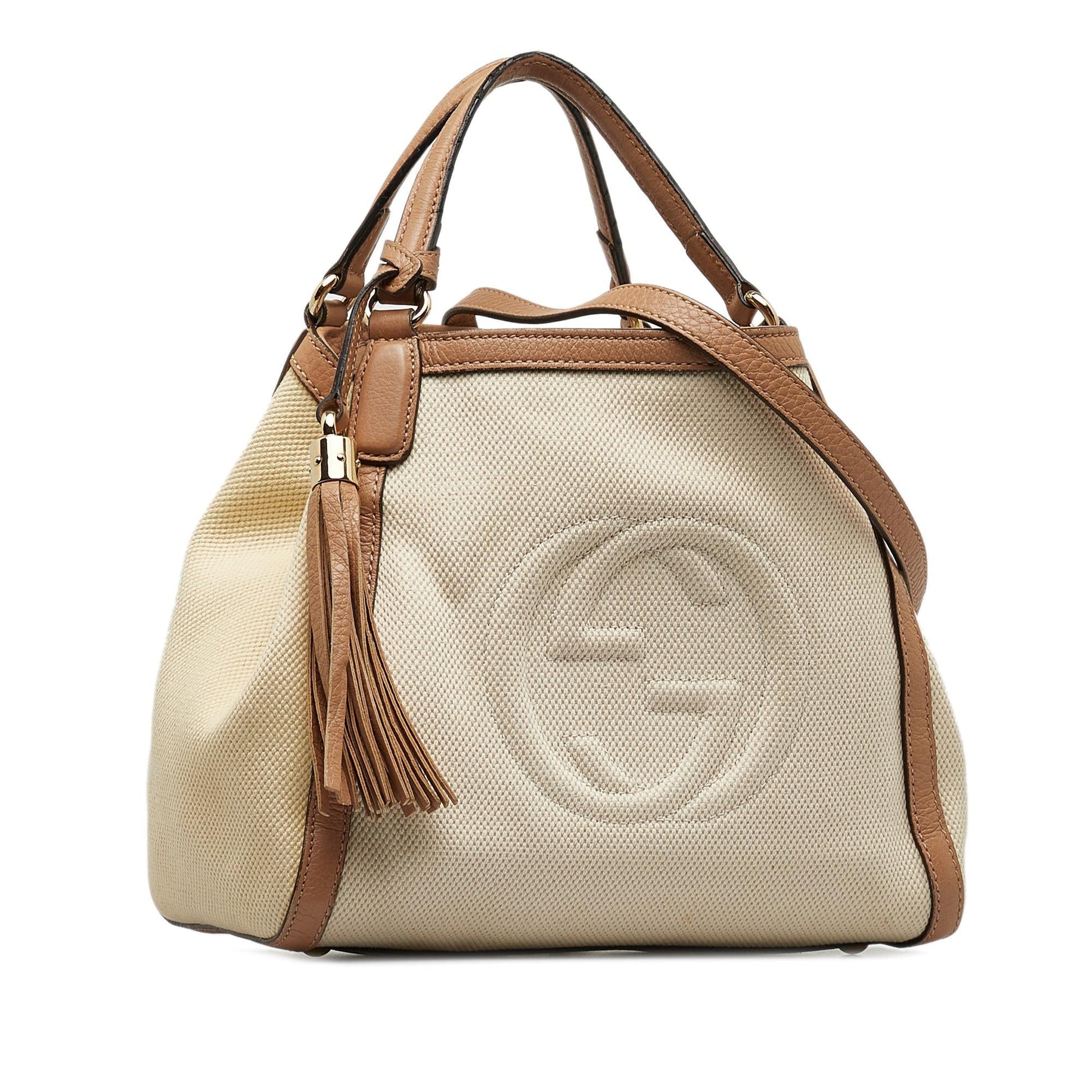 Gucci Soho SHG-SYWTpG Canvas Calf White Pink Satchel Bag