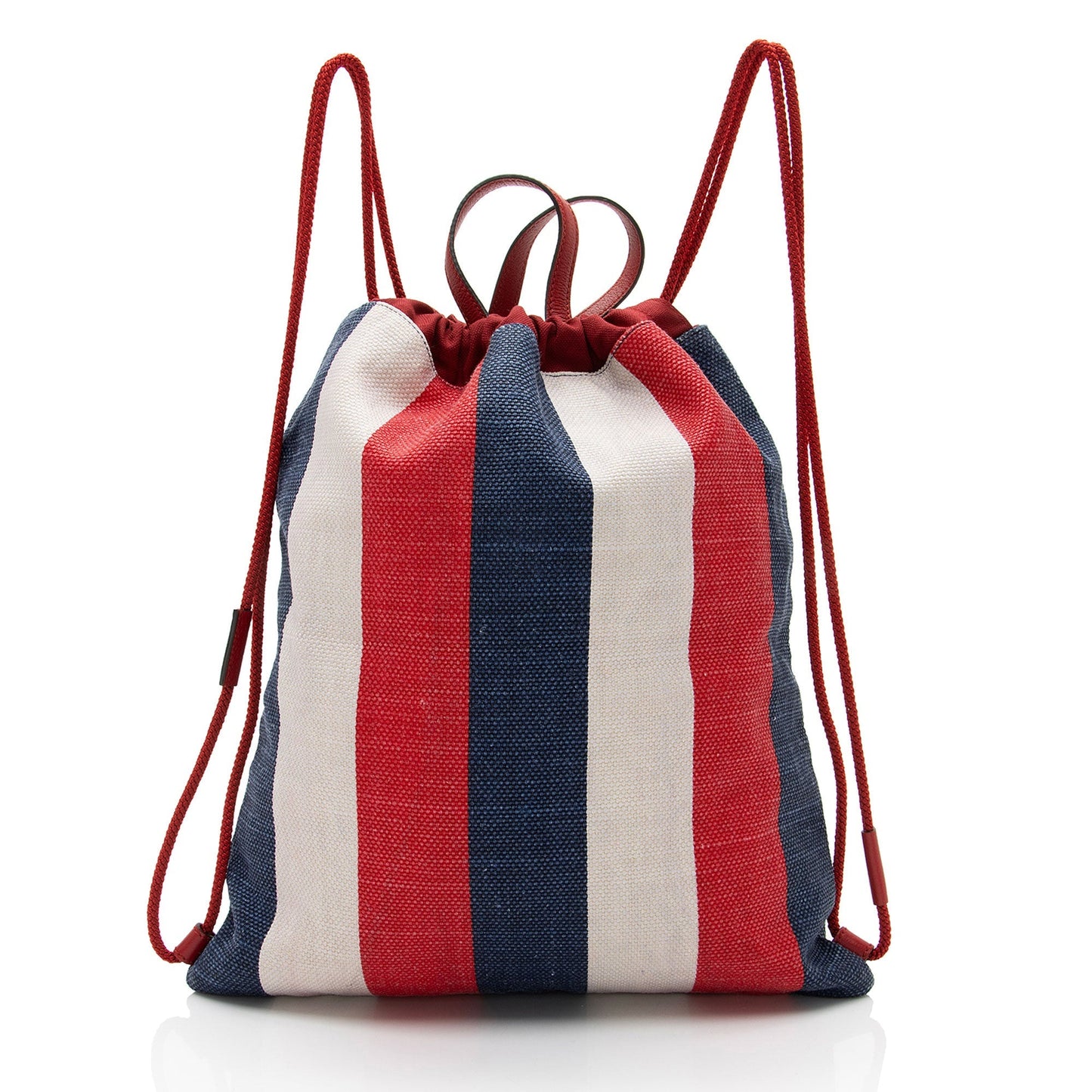 Gucci Sylvie Stripe Drawstring Backpack Canvas Logo Jewelry