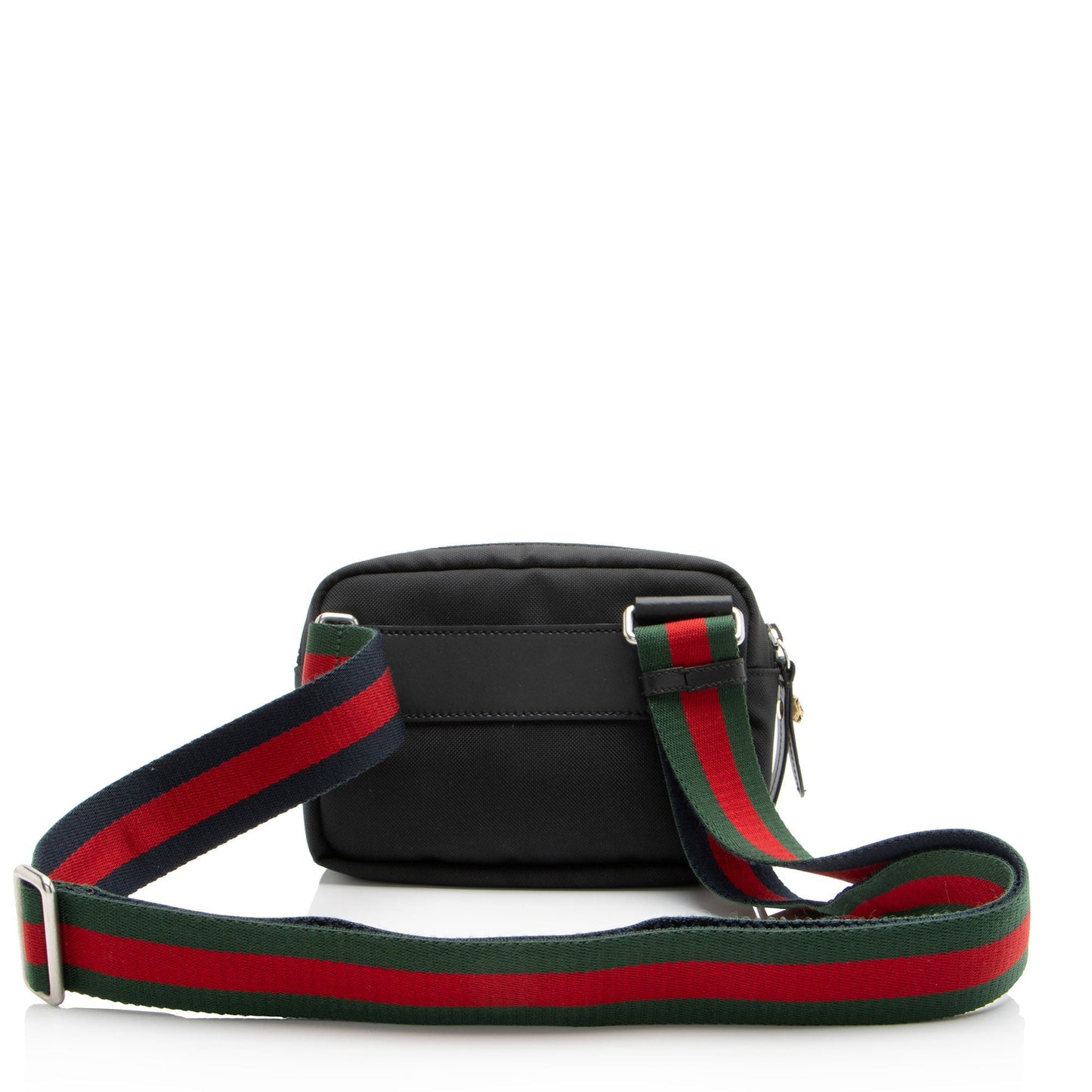 Gucci Tiger Embroidered Web Messenger Leather Canvas Nylon Black Shoulder Bag Shf Hlavnp