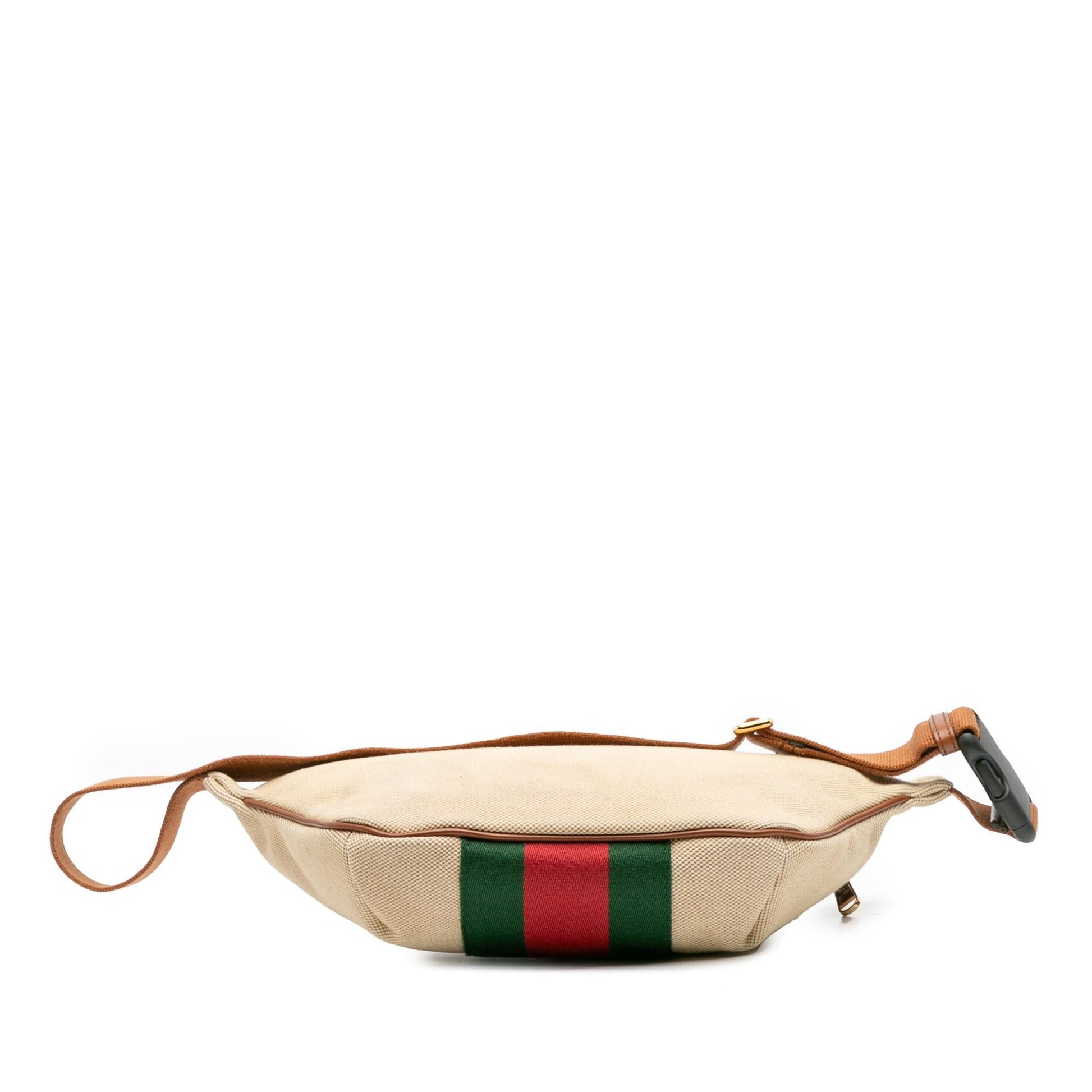 Gucci Web Belt Canvas Calf Brown Accessory
