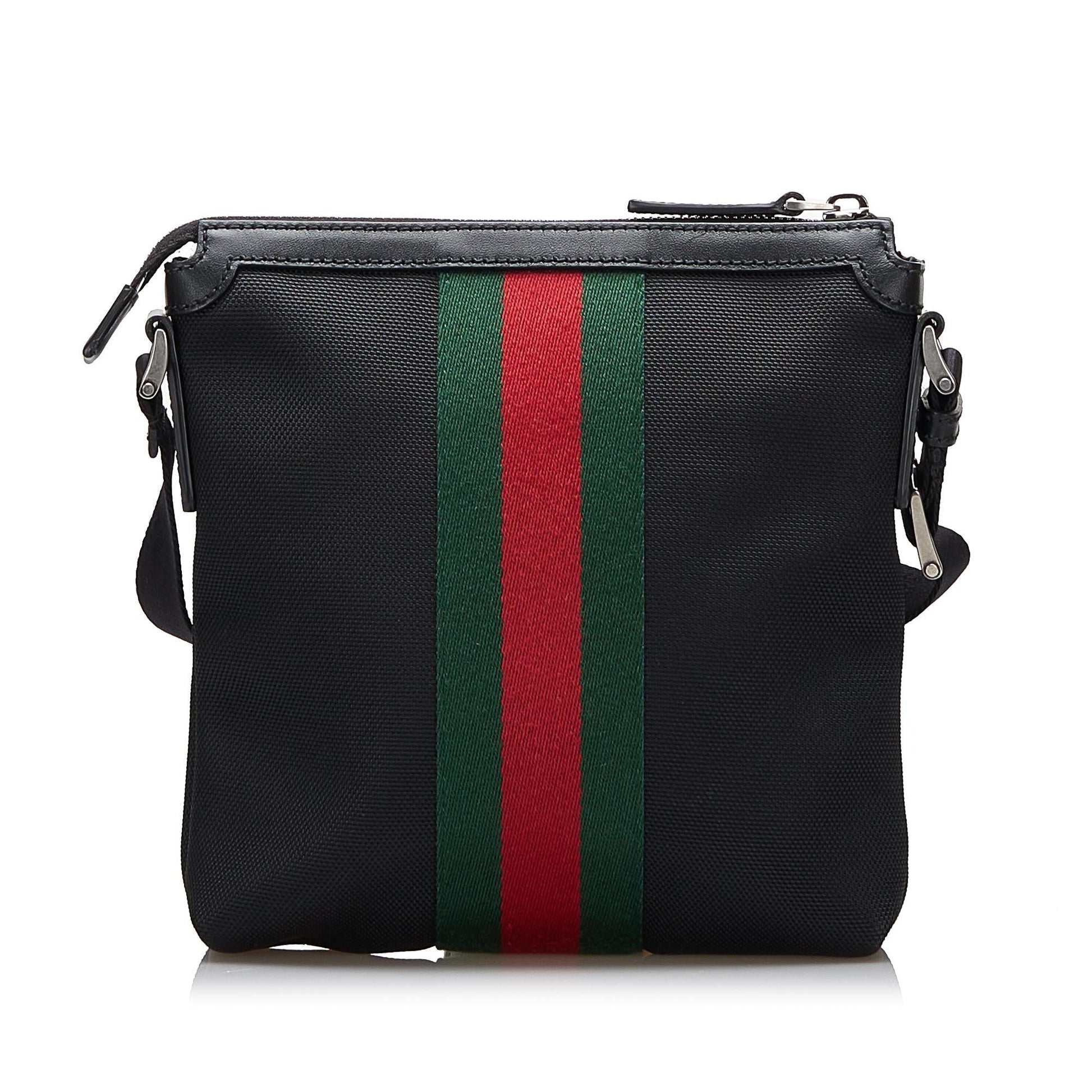 Gucci Web SHG-Nb8UGY Canvas Calf Black Crossbody Bag