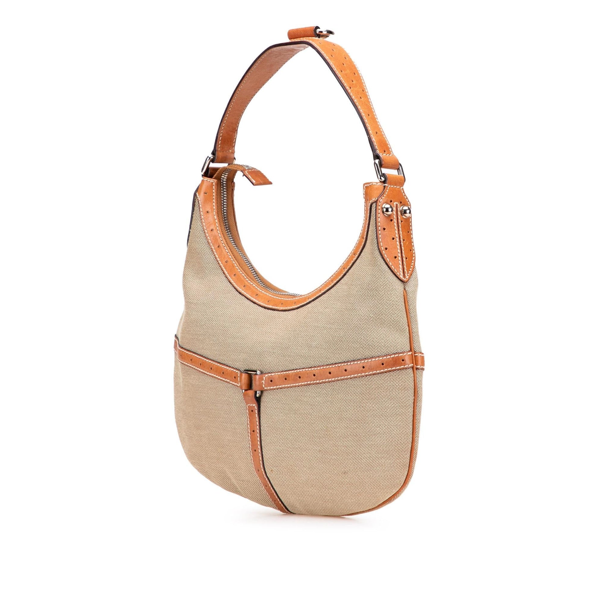 Gucci Web Reins Canvas Calf Brown Shoulder Bag