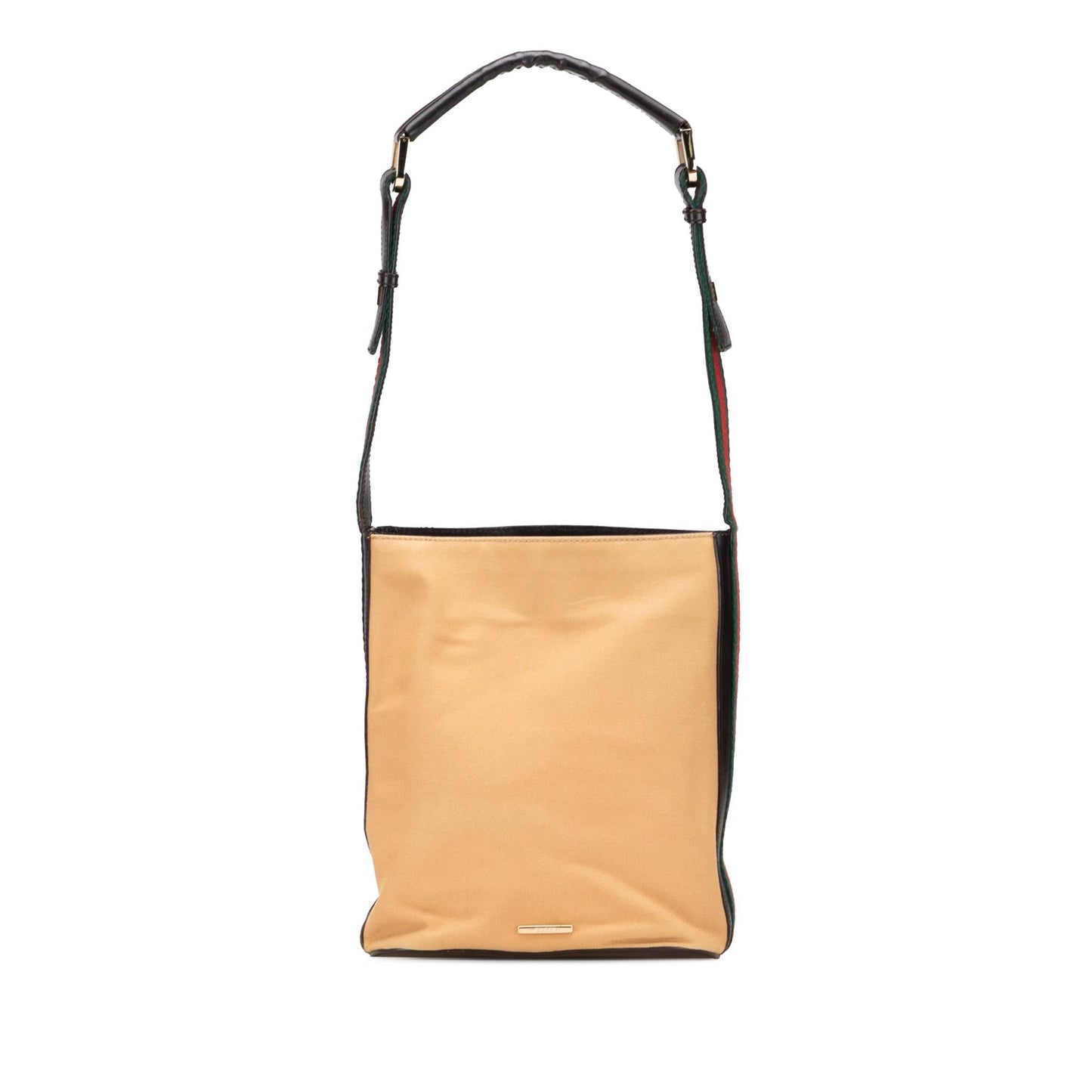 Gucci Web Canvas Calf Brown Shoulder Bag