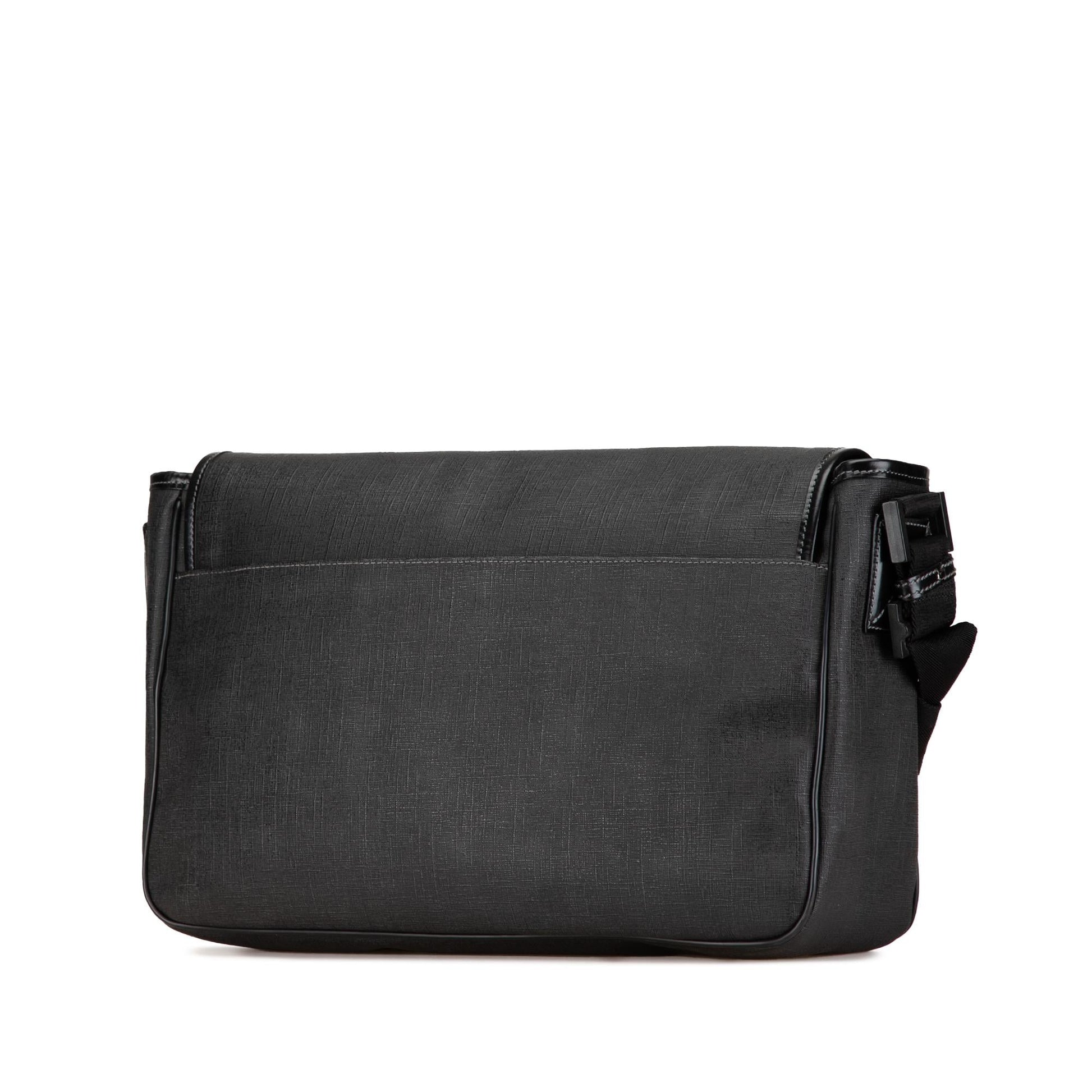 Gucci Coated Interlocking G Messenger SHG-P8JzSJ Canvas Calf Black Crossbody Bag