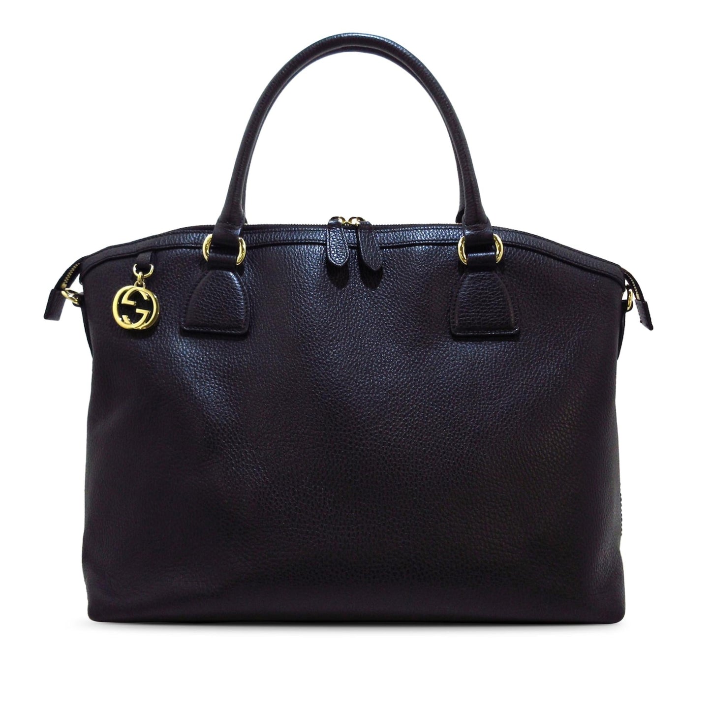 Gucci Convertible GG Charm Dome SHG-Xz4uLW Calf Black Satchel Bag