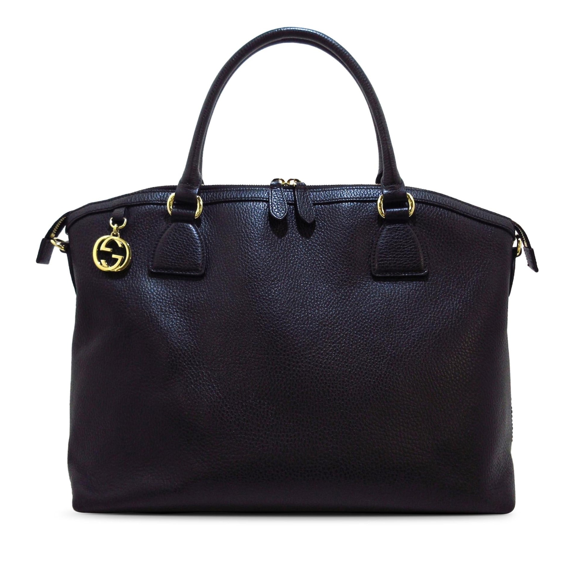Gucci Convertible GG Charm Dome SHG-Xz4uLW Calf Black Satchel Bag
