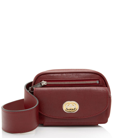 Gucci Cracked Morpheus Belt - 32 Nylon Calfskin Red Accessory