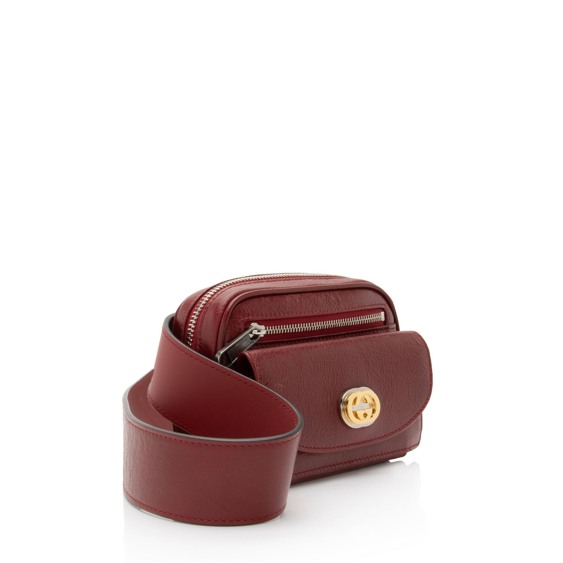 Gucci Cracked Morpheus Belt - 32 Nylon Calfskin Red Accessory