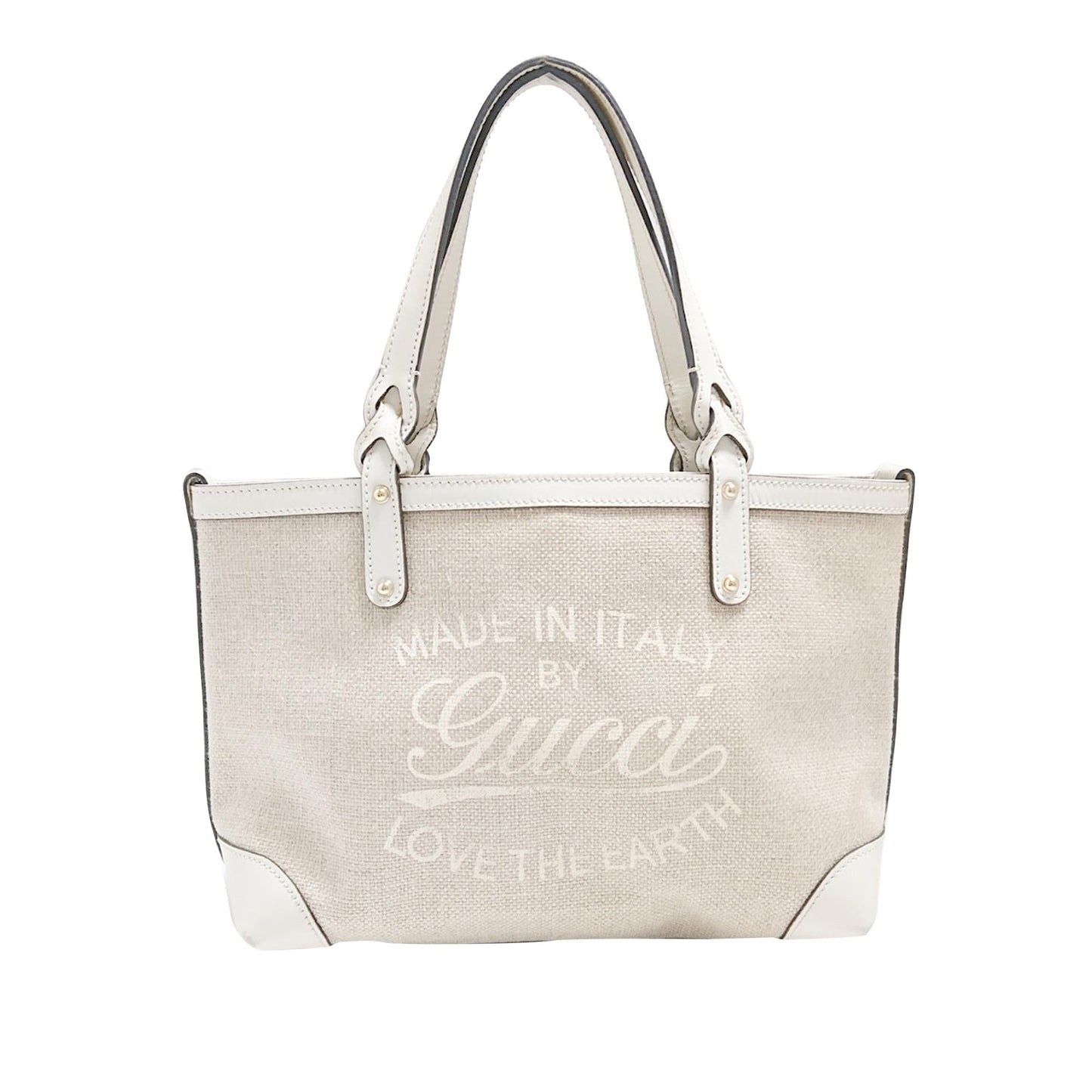 Gucci Craft SHG Canvas Calf White Grey Tote Bag