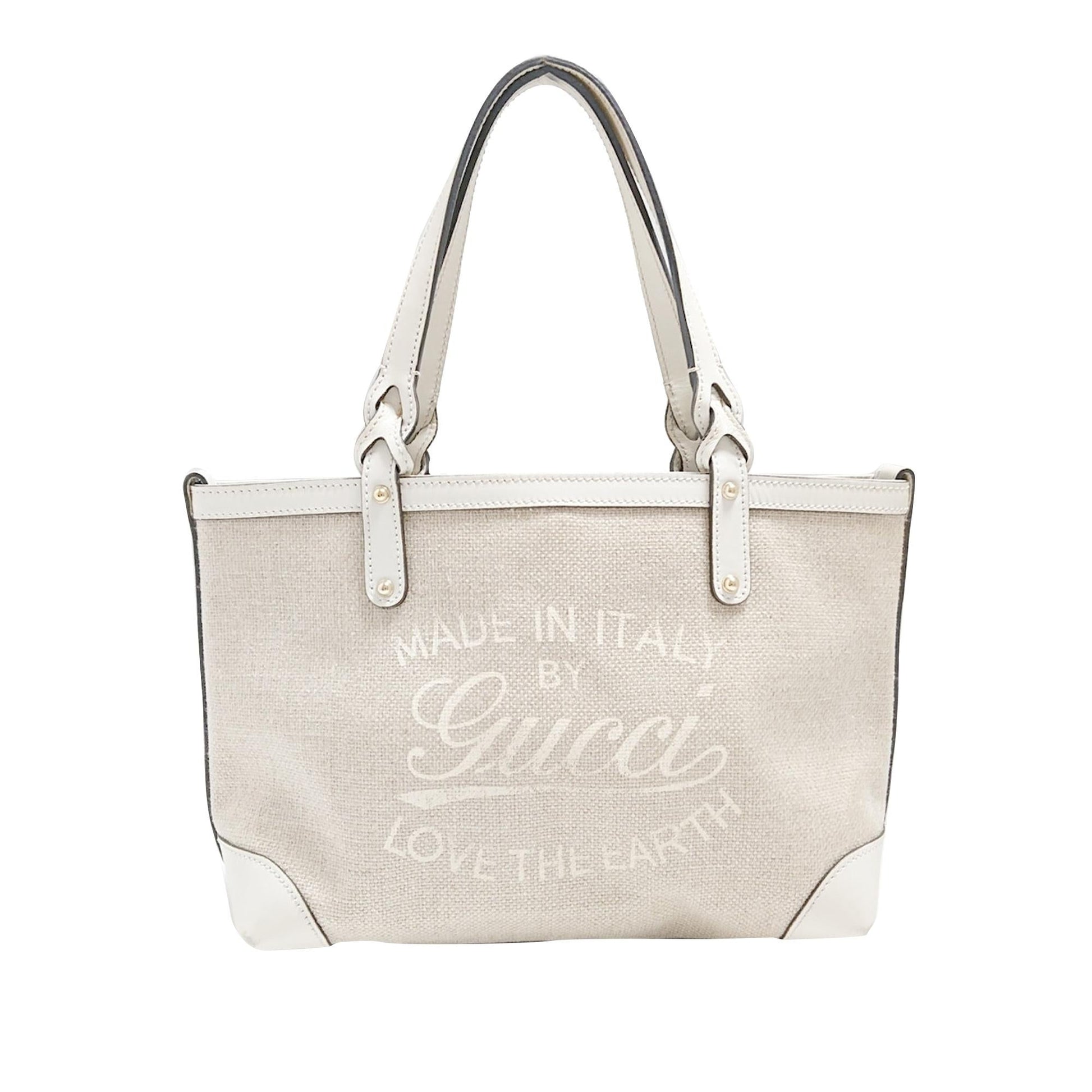 Gucci Craft SHG Canvas Calf White Grey Tote Bag