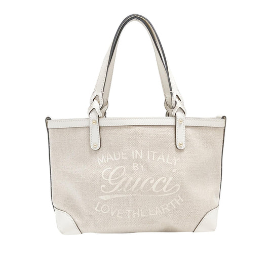 Gucci Craft SHG Canvas Calf White Grey Tote Bag