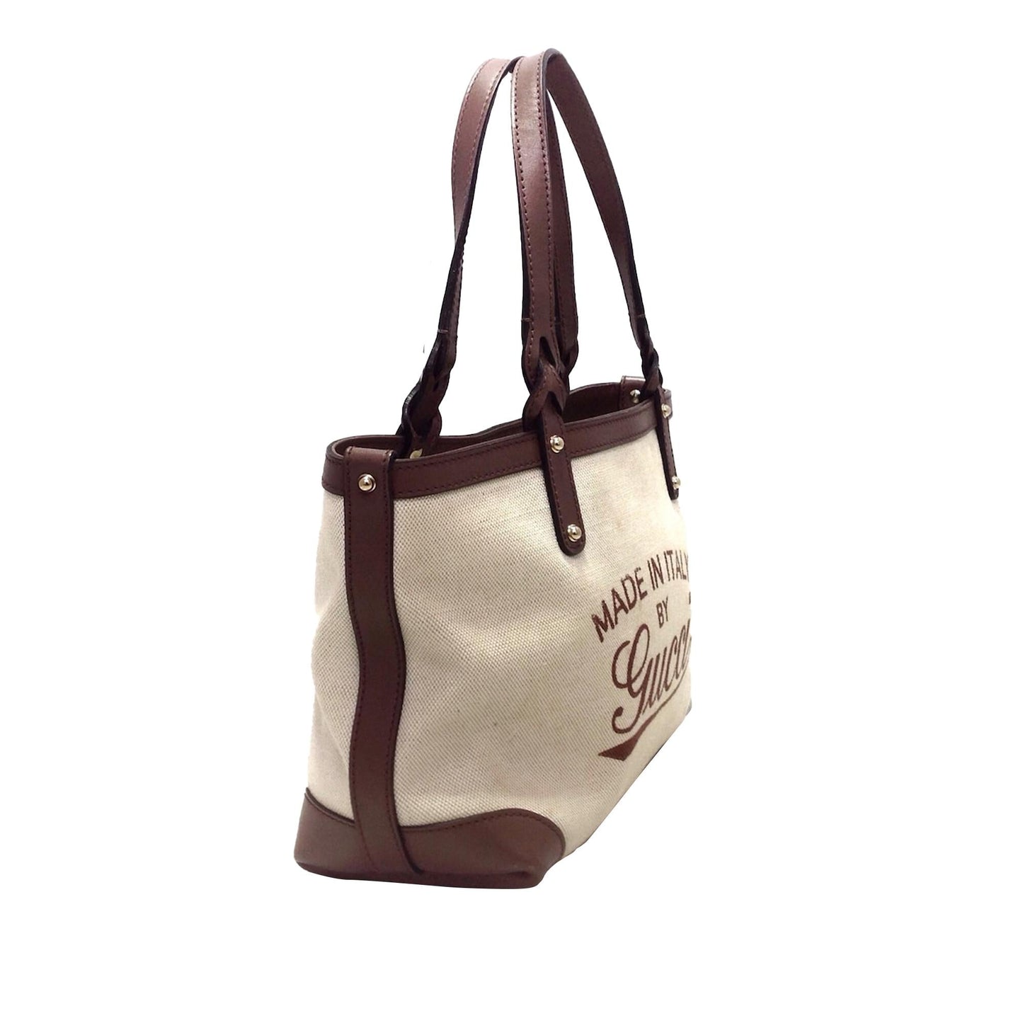 Gucci Craft SHG Canvas Calf White Brown Tote Bag