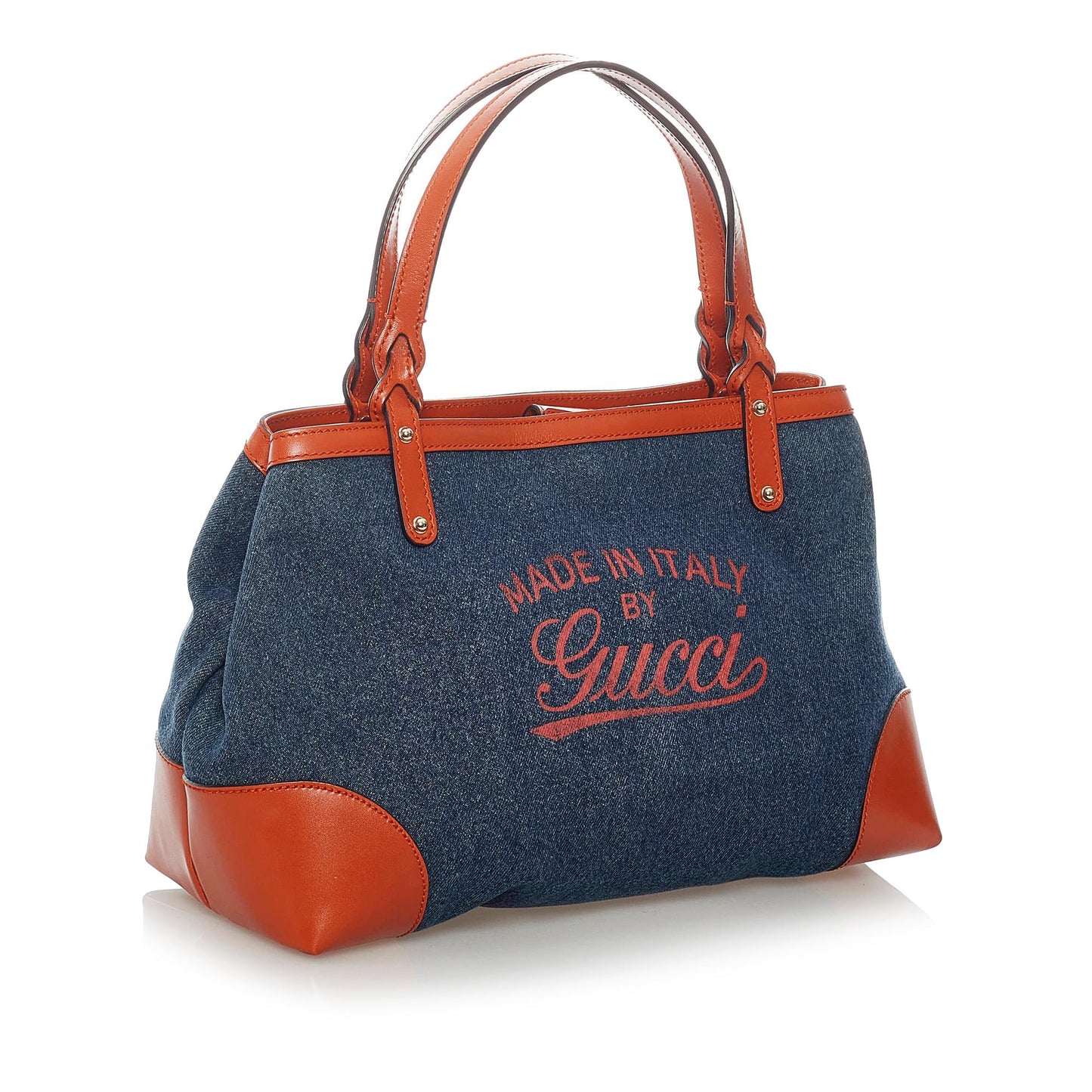 Gucci Craft SHG Denim Calf Blue Orange Satchel Bag
