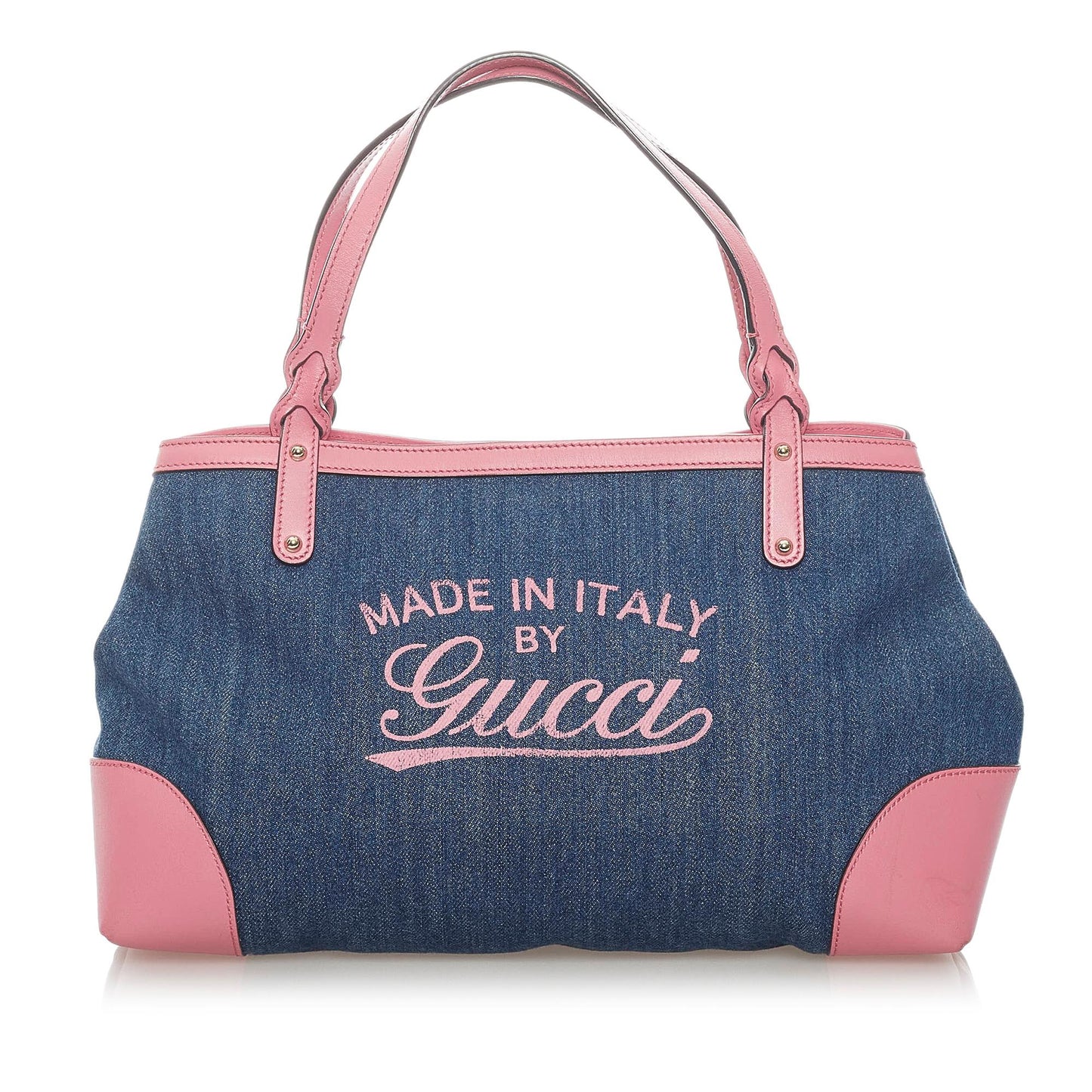 Gucci Craft SHG Denim Blue Pink Satchel Bag