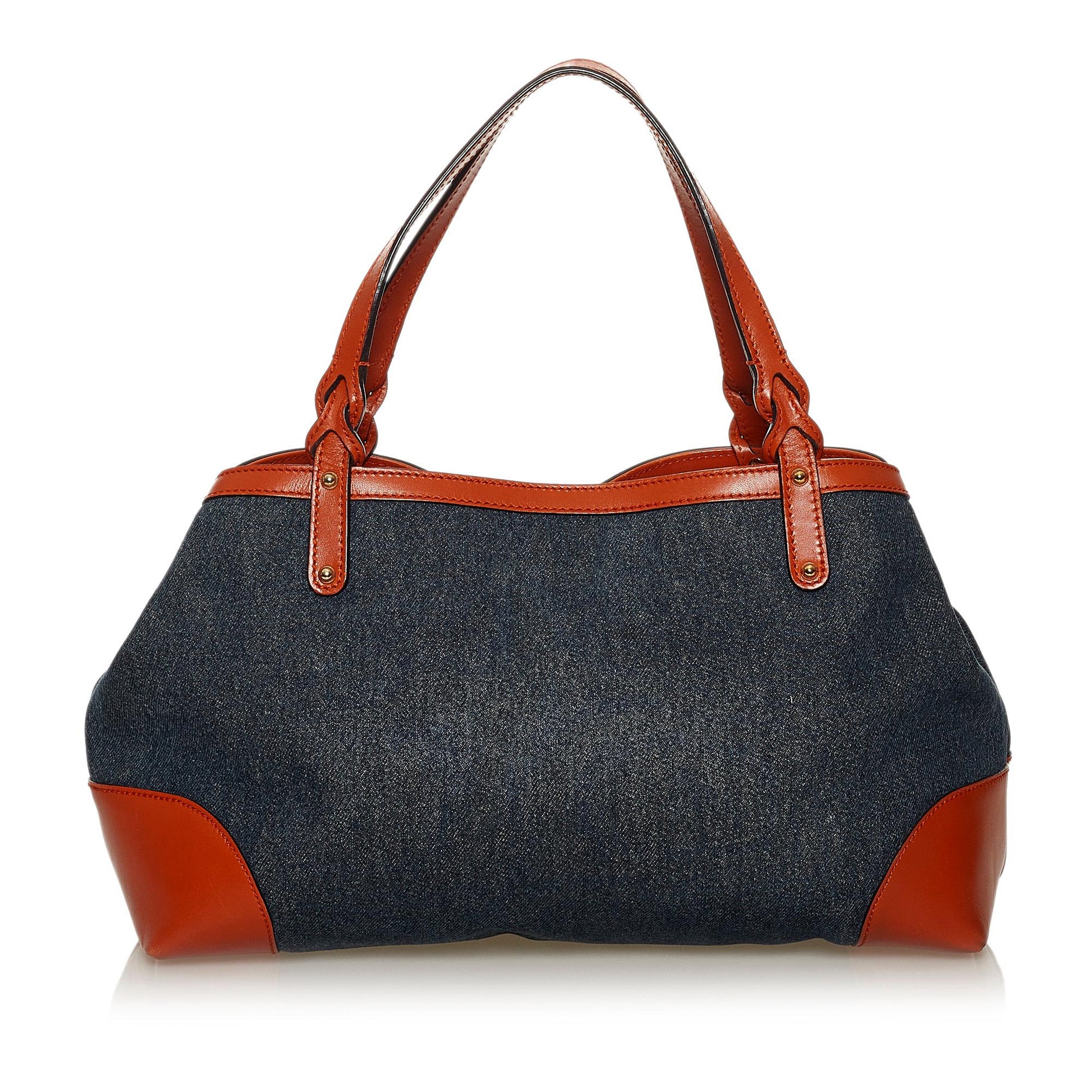 Gucci Craft SHG Denim Calf Blue Red Tote Bag
