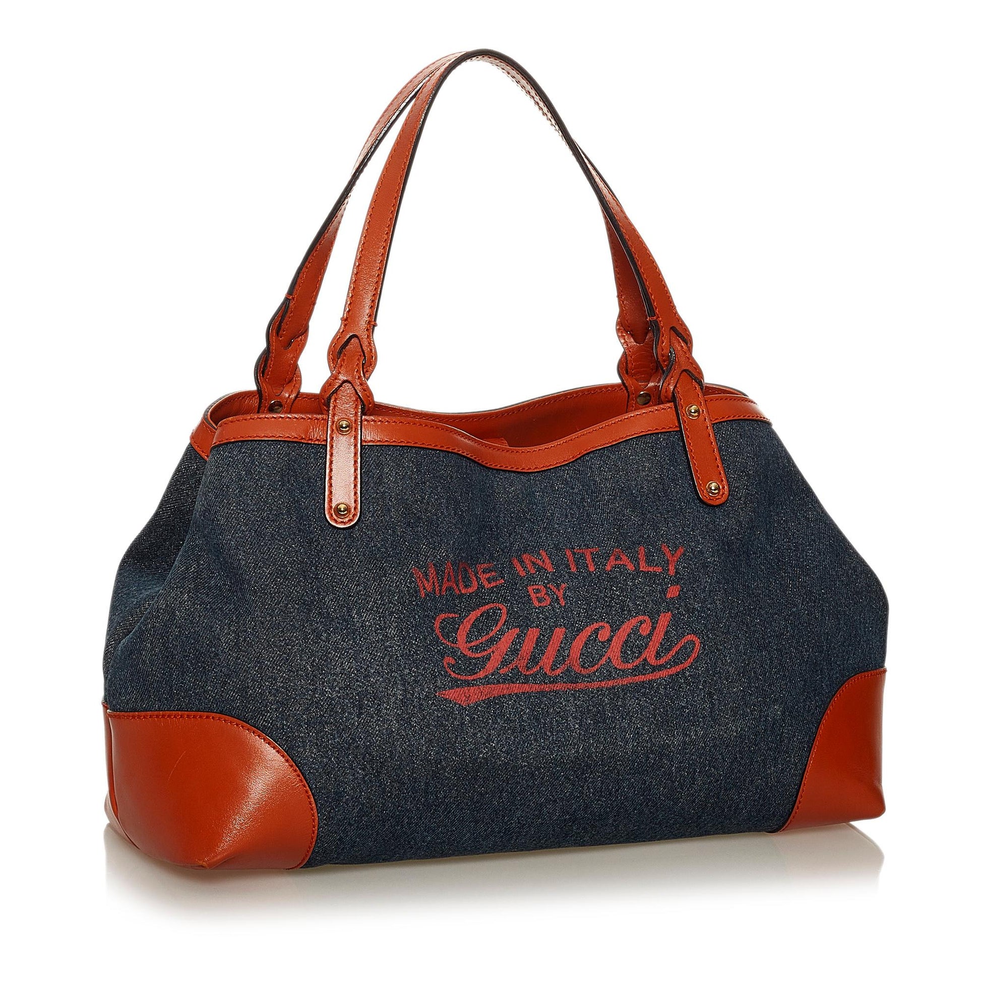 Gucci Craft SHG Denim Calf Blue Red Tote Bag