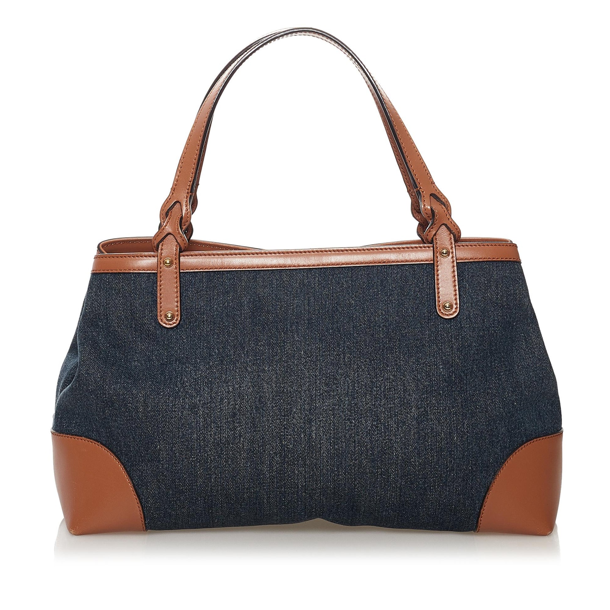 Gucci Craft SHG Denim Brown Blue Tote Bag
