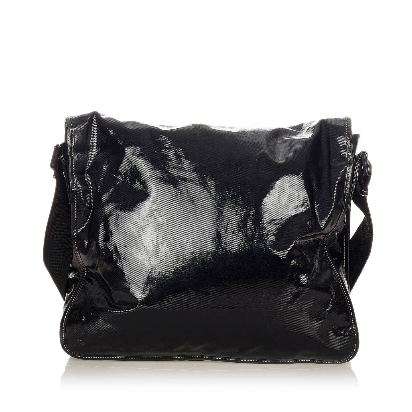 Gucci Crest Coated SHG Canvas Black Crossbody Bag
