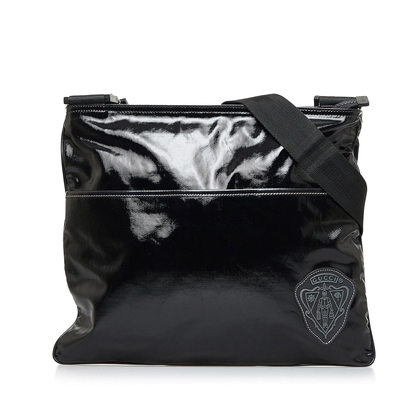 Gucci Crest SHG-Qfnux7 Canvas Black Crossbody Bag