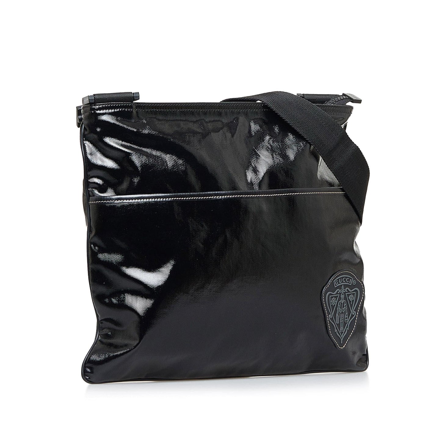 Gucci Crest SHG-Qfnux7 Canvas Black Crossbody Bag