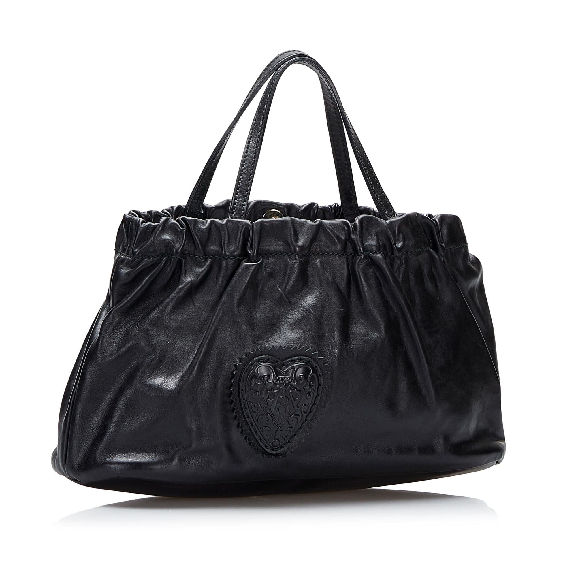 Gucci Crest SHG-DBg8kN Calf Black Satchel Bag