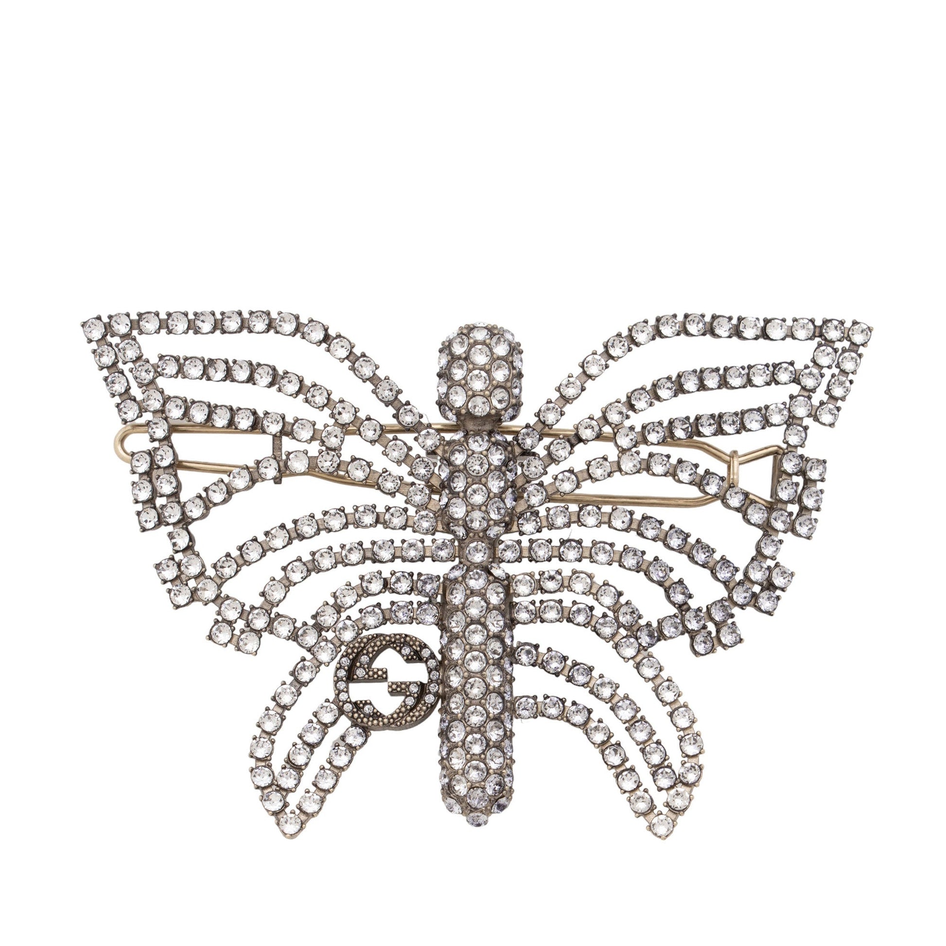 Gucci Crystal Butterfly Interlocking GG Hair Silver Handbag