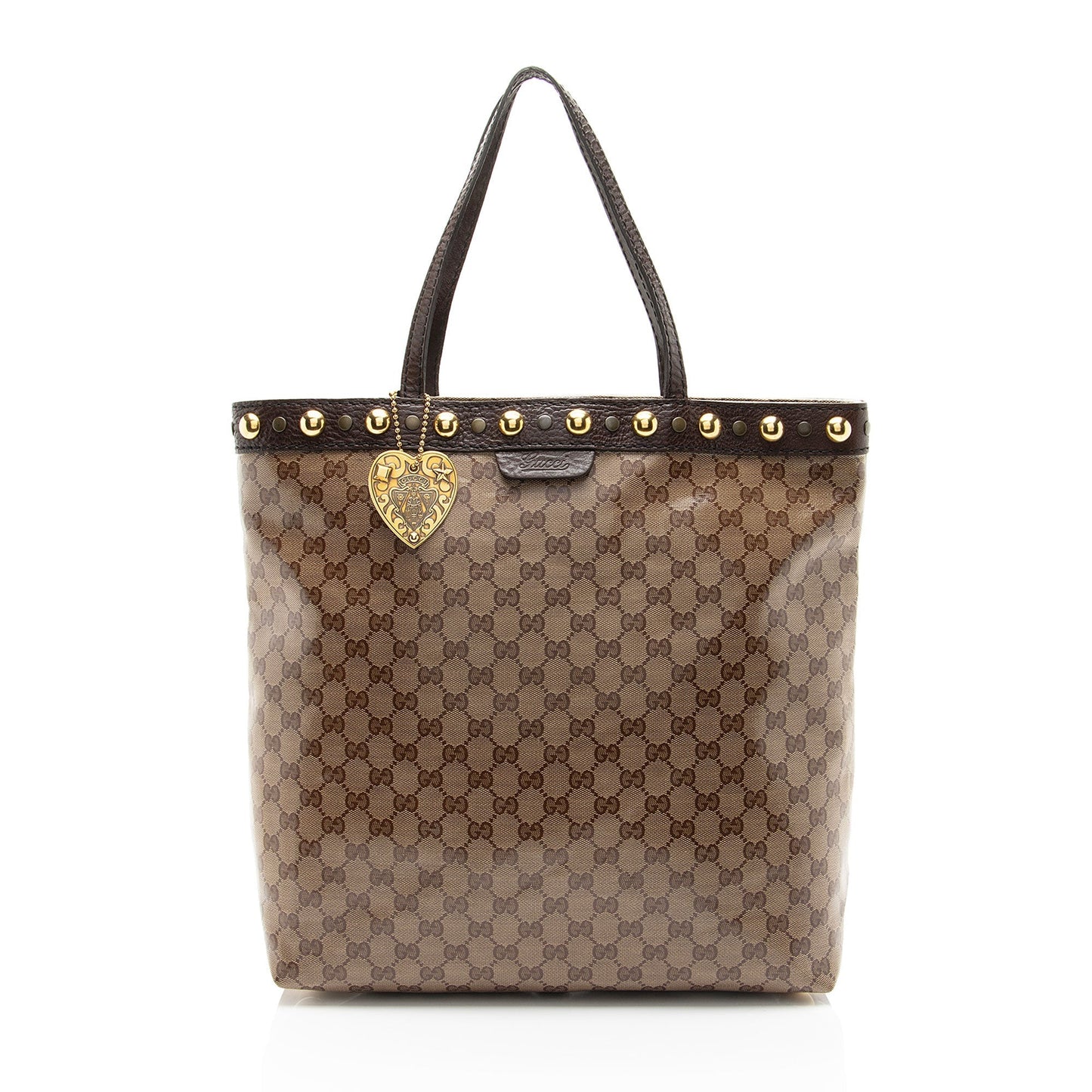 Gucci Crystal GG Babouska N S Leather Canvas Brown Tote Bag