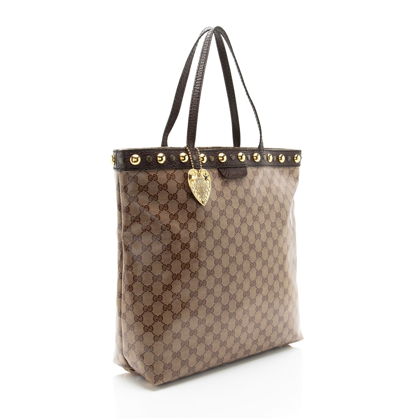 Gucci Crystal GG Babouska N S Leather Canvas Brown Tote Bag