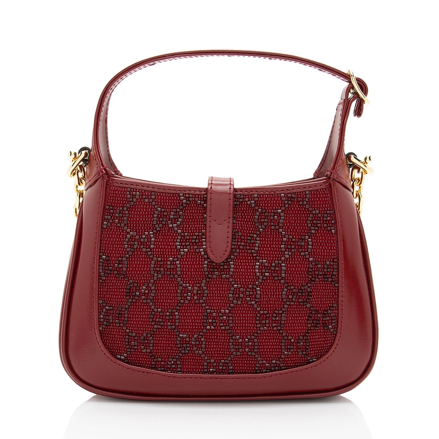 Gucci Crystal GG Jackie SHF-qrannc Leather Red Mini Shoulder Bag