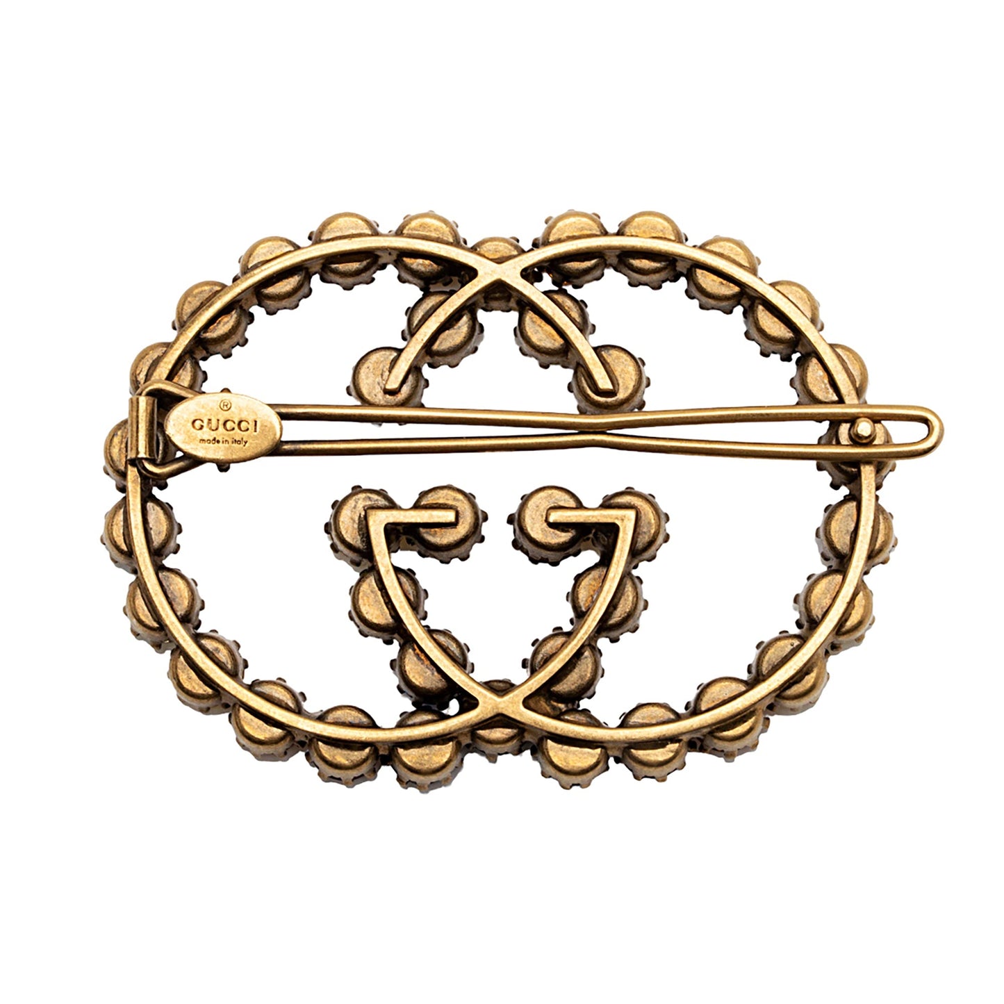 Gucci Crystal Interlocking G Hair Clip Gold Handbag
