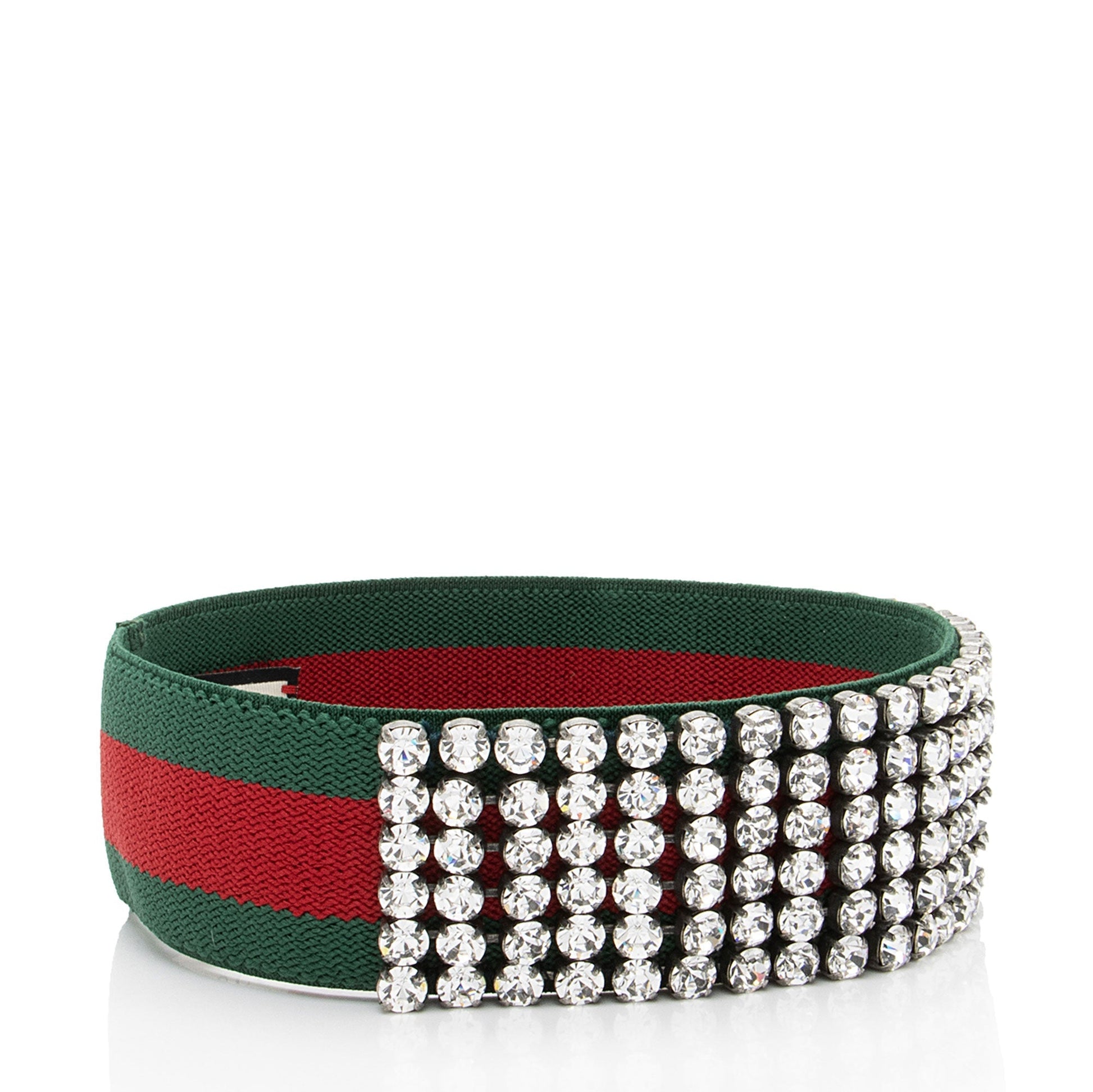 Gucci Crystal Web Headband Nylon Red Green Handbag
