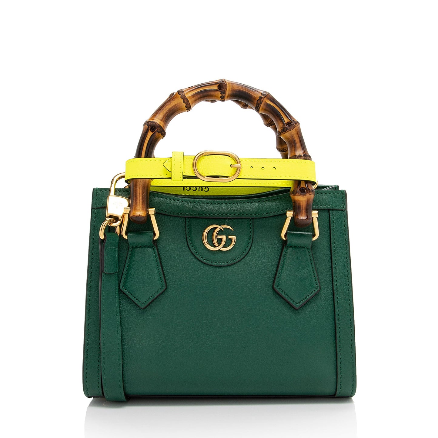 Gucci Cuir Bamboo Diana Leather Green Mini Tote Bag