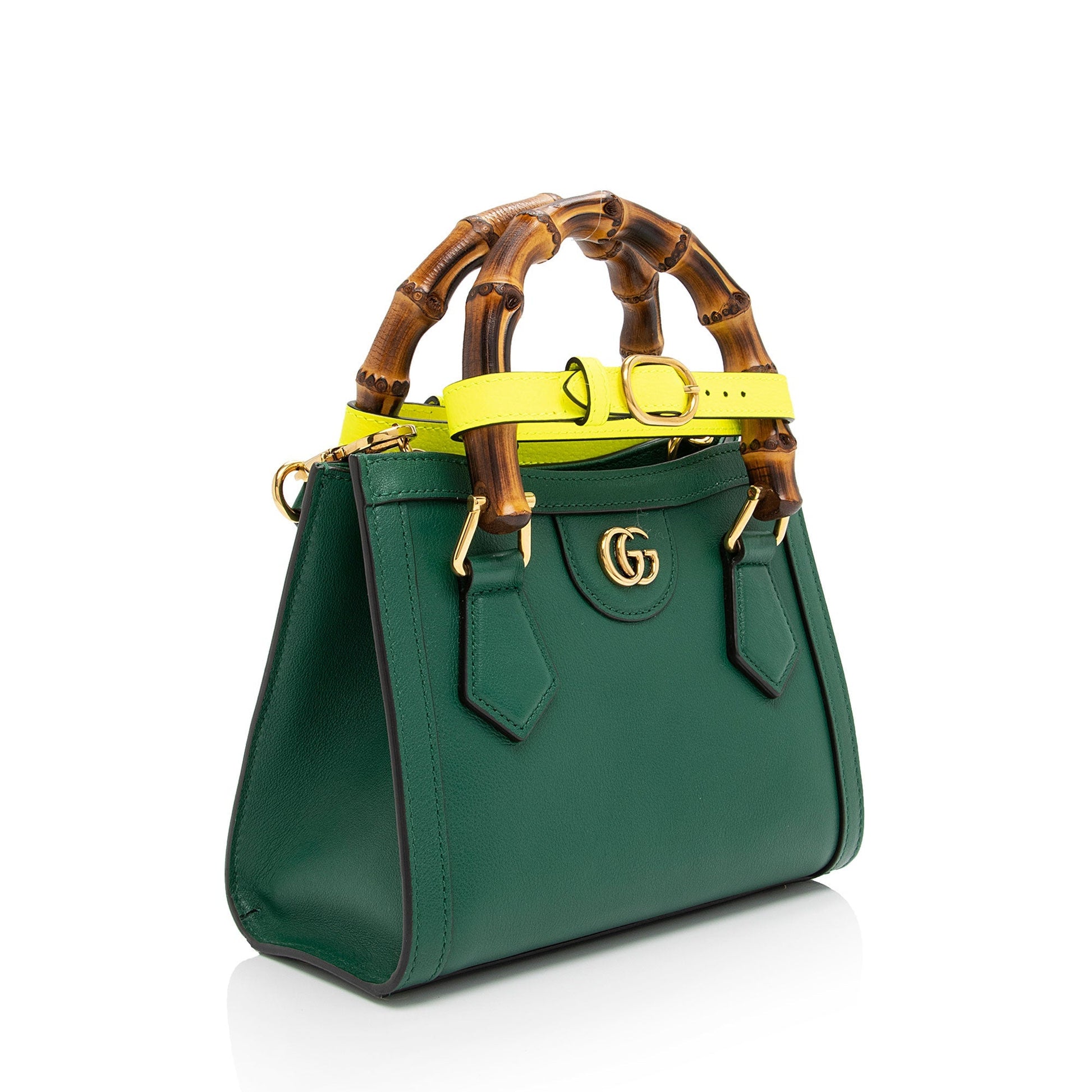 Gucci Cuir Bamboo Diana Leather Green Mini Tote Bag