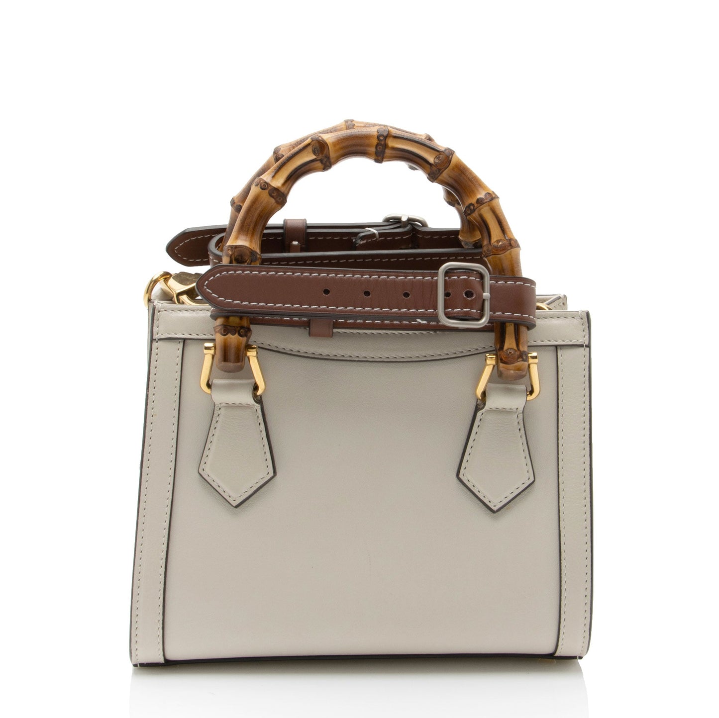 Gucci Cuir Bamboo Diana SHF-OiQwyN Leather White Brown Mini Tote Bag
