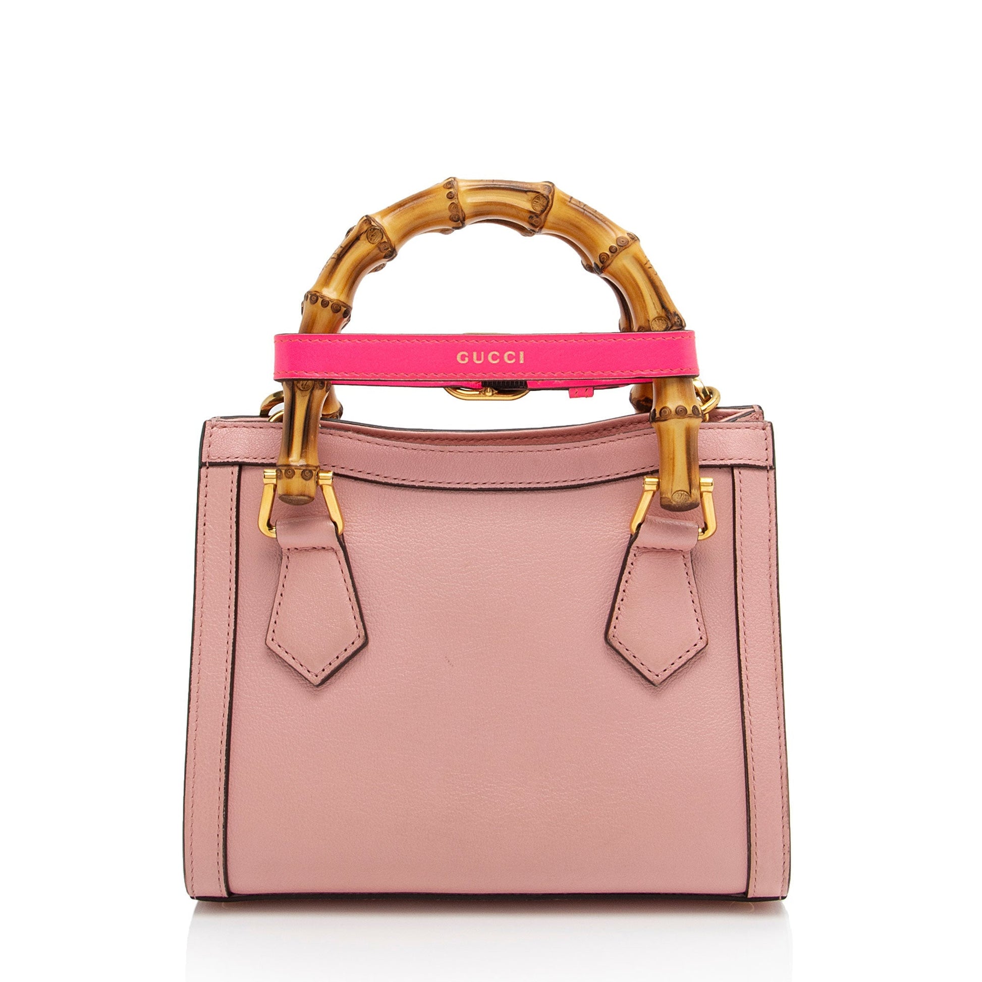 Gucci Cuir Bamboo Diana SHF-kfEnLc Leather Pink Mini Tote Bag